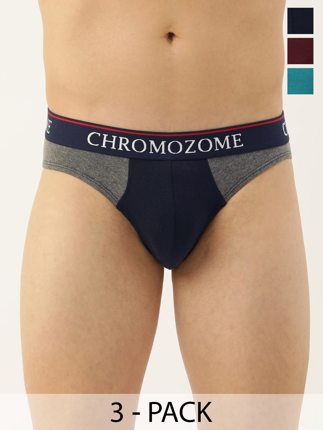 

Chromozome Men Pack of 3 Premium Colourblocked Briefs 8902733647588, Multi
