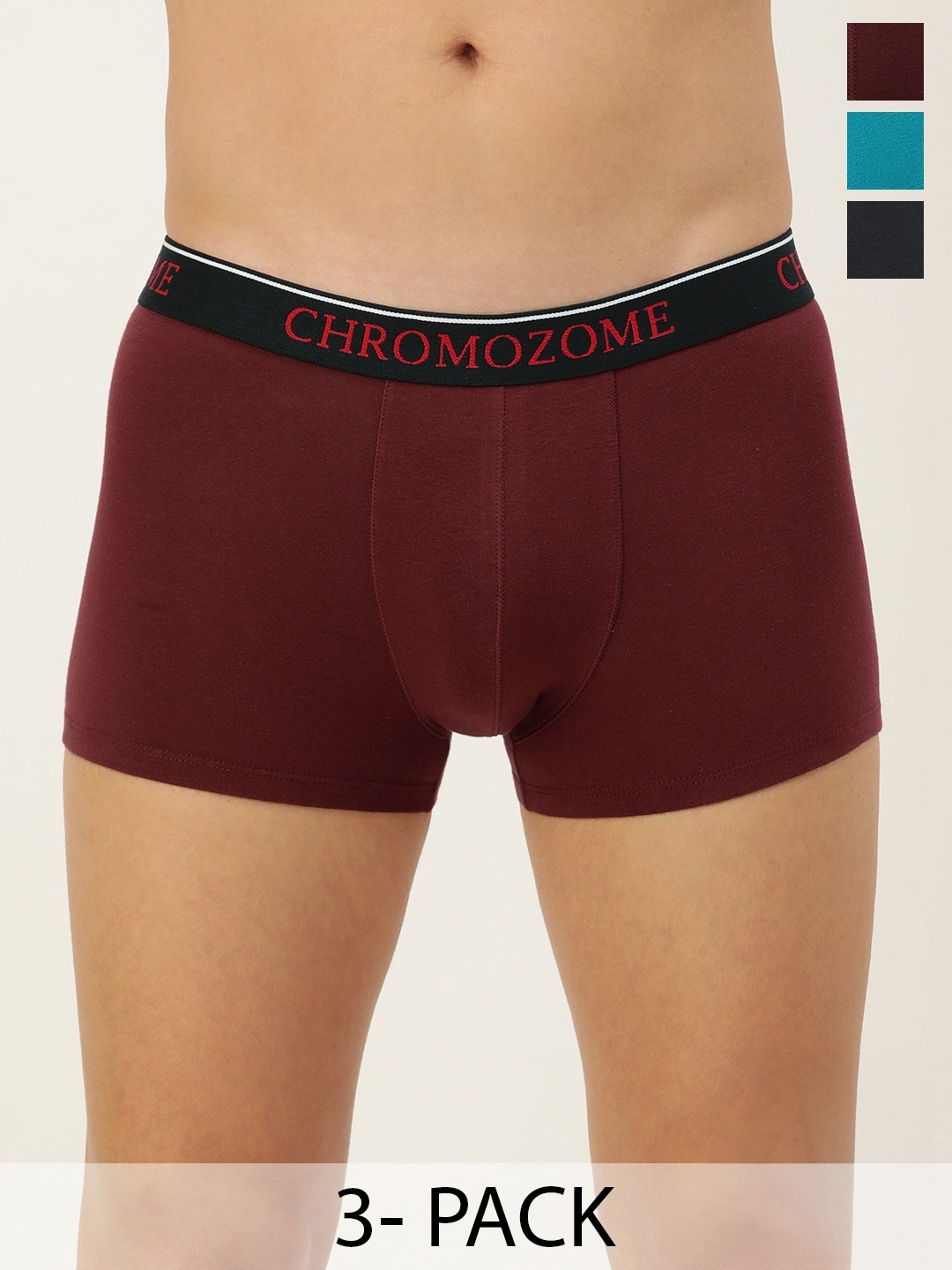 

Chromozome Men Pack of 3 Mid-Rise Trunks 8902733650847, Turquoise blue