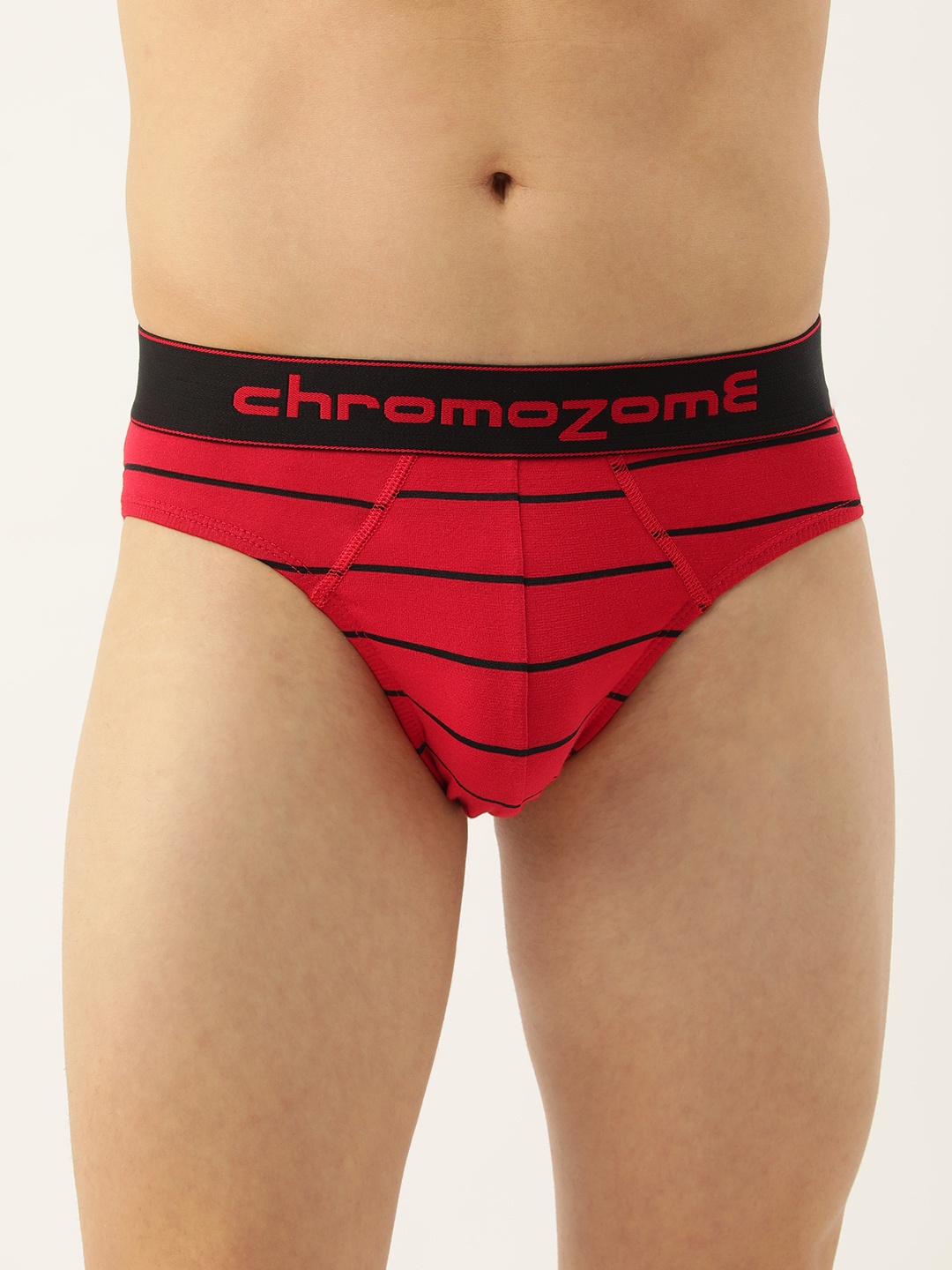 

Chromozome Men Striped Briefs 8902733649100-Striper 5, Red