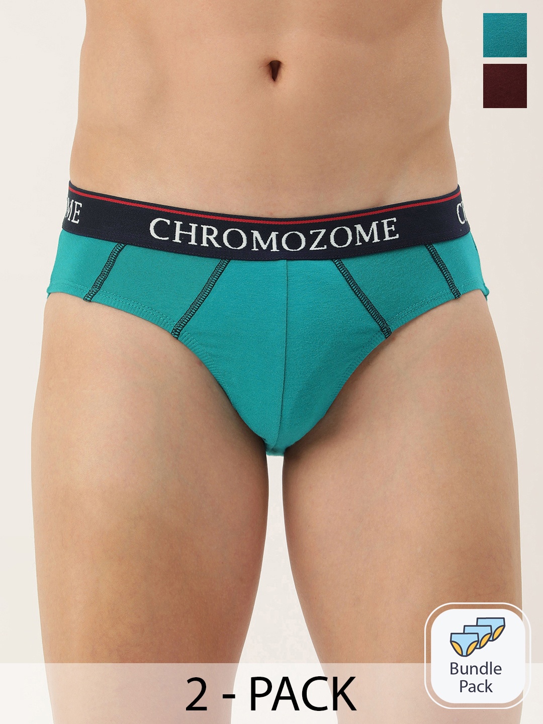 

Chromozome Men Pack of 2 Mid-Rise Pure Cotton Briefs 8902733648264, Blue