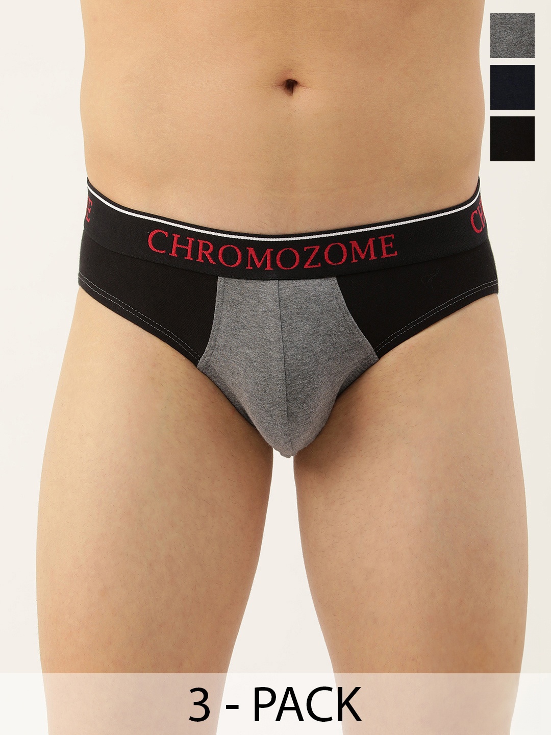 

Chromozome Men Pack of 3 Premium Colourblocked Briefs 8902733647625, Multi