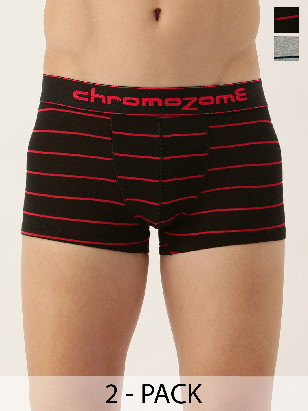 

Chromozome Men Pack of 2 Striped Trunks 8902733651325-Multi 2, Black