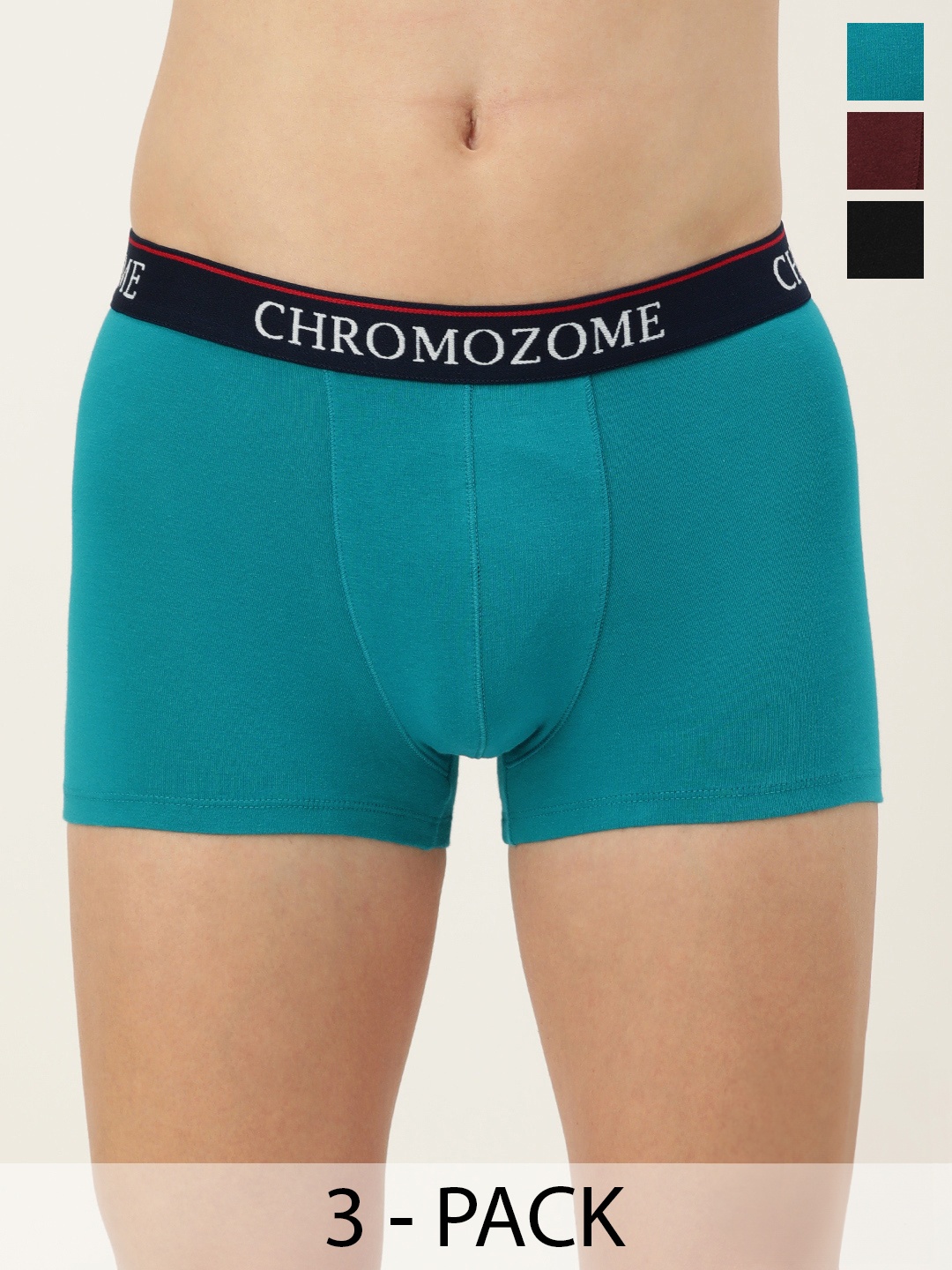 

Chromozome Men Pack of 3 Mid-Rise Trunks 8902733650762, Turquoise blue