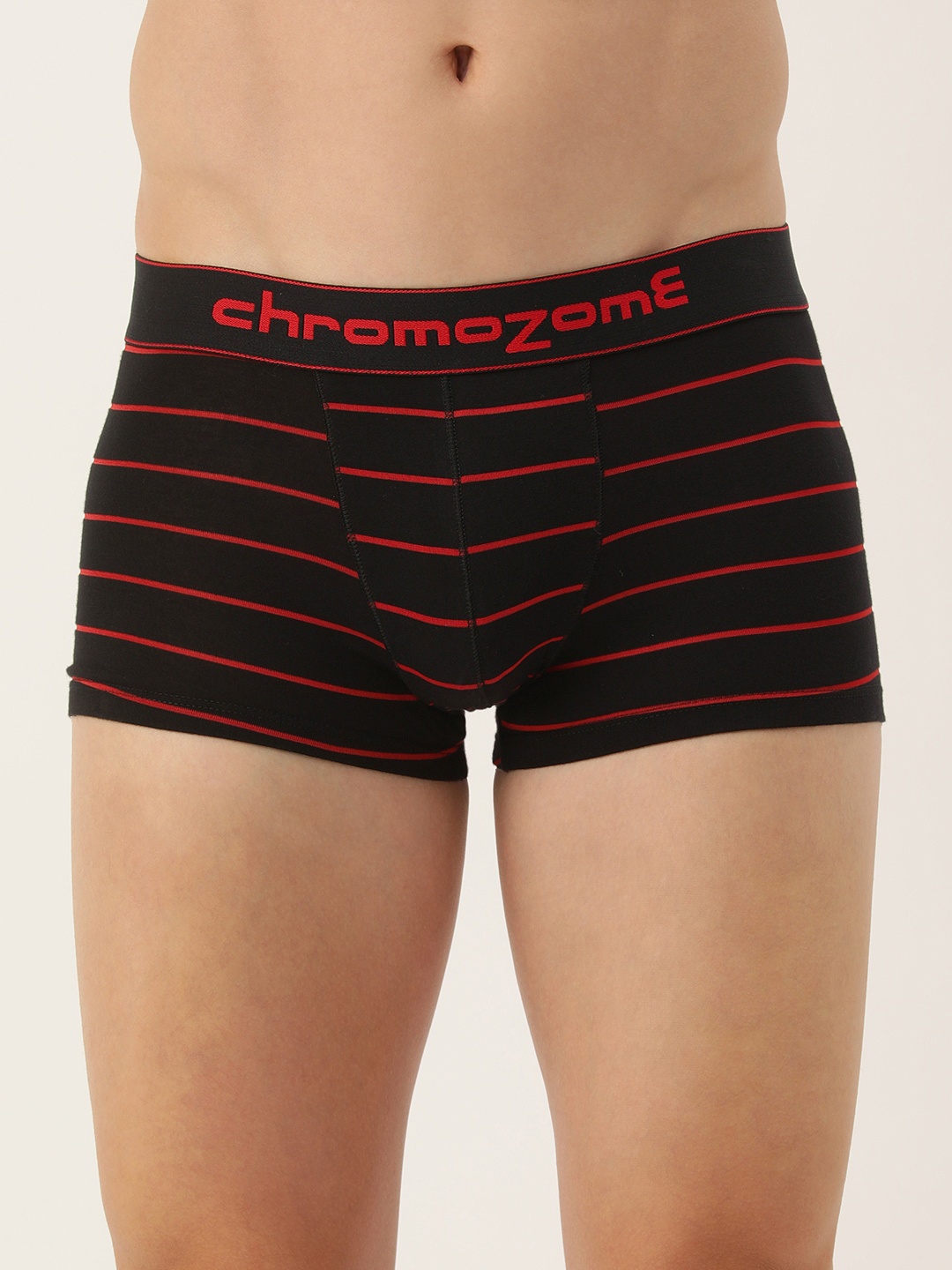 

Chromozome Men Striped Short Outer Elastic Mid-Rise Trunk 8902733651080, Black