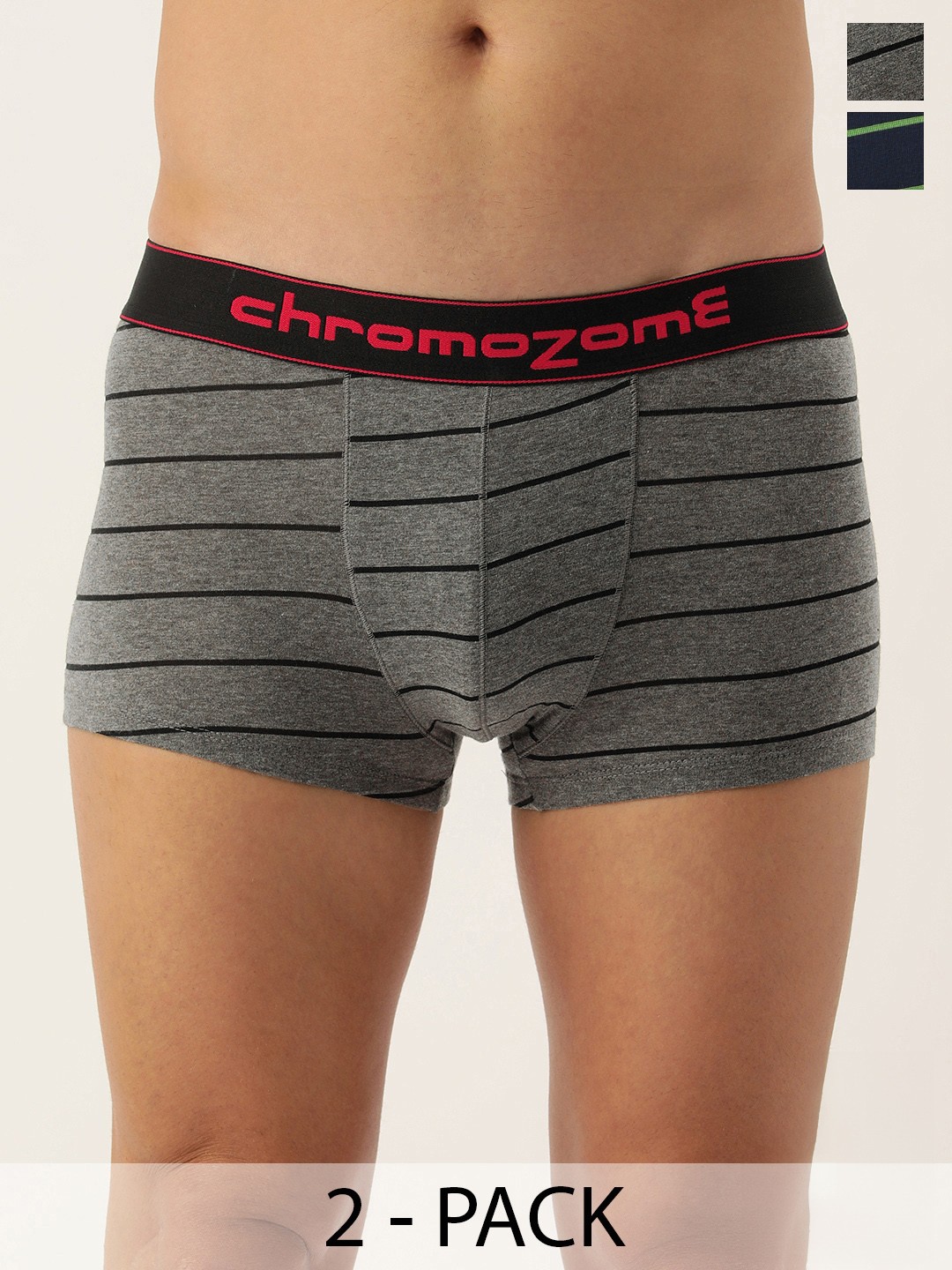 

Chromozome Men Pack of 2 Striped Trunks 8902733651486-Multi 6, Blue
