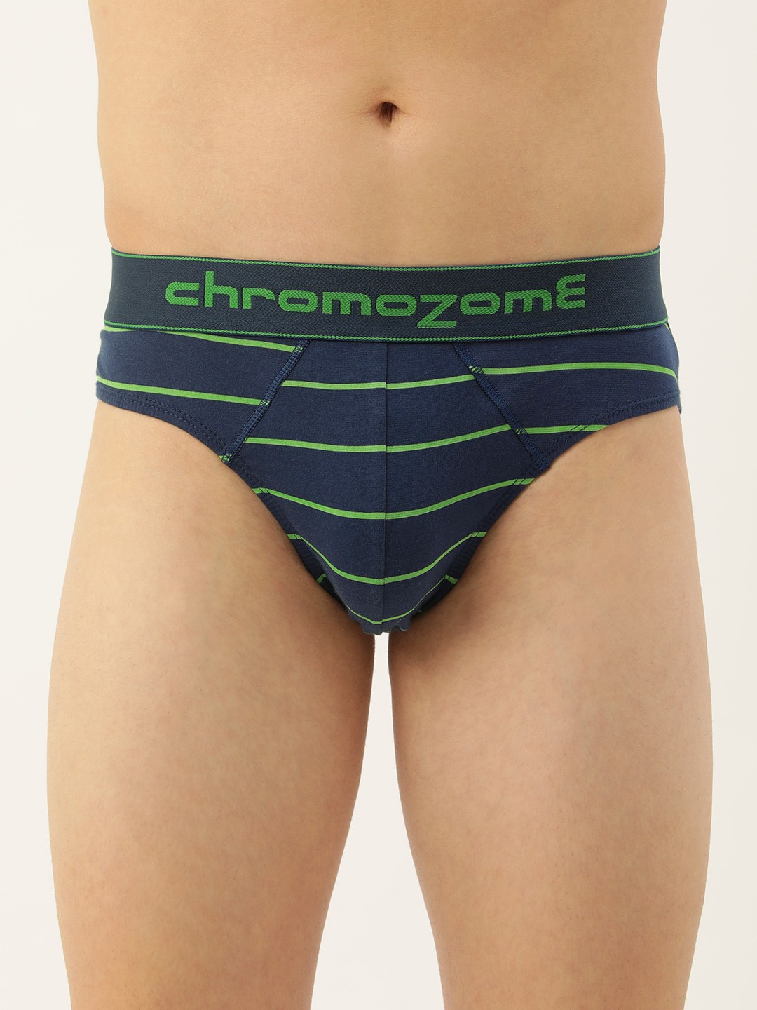 

Chromozome Men Striped Briefs 8902733649063-Striper 4, Blue