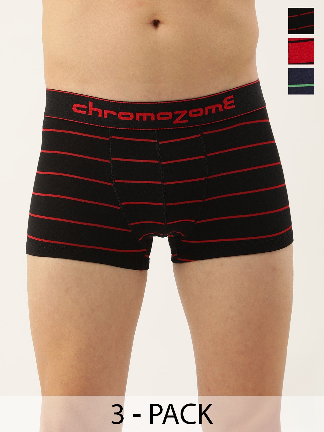 

Chromozome Men Striped Pack of 3 Trunks 8902733652001-Multi 9, Black
