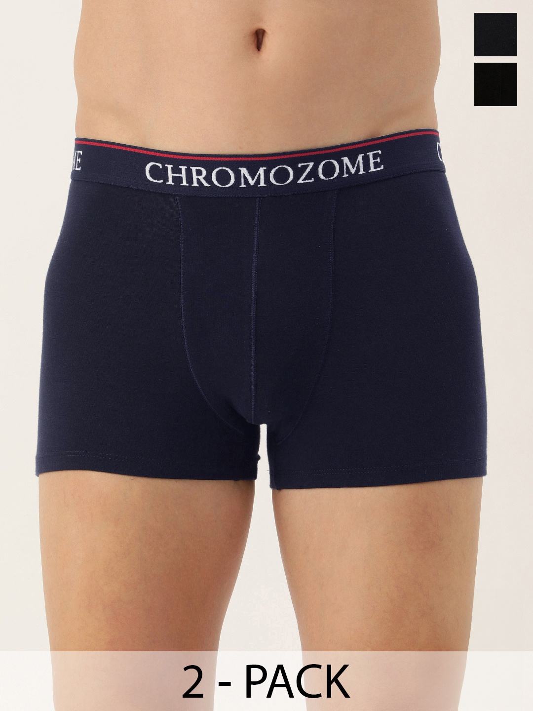 

Chromozome Men Pack of 2 Mid-Rise Solid Trunks 8902733650403, Navy blue