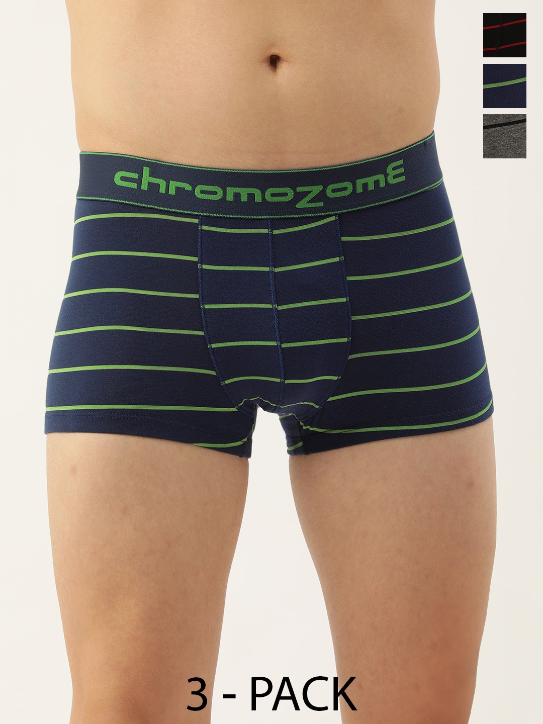 

Chromozome Men Striped Pack of 3 Trunks 8902733651721-Multi 2, Blue