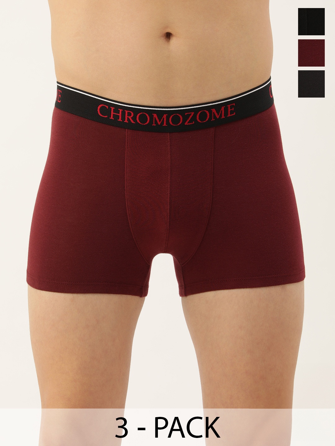 

Chromozome Men Pack of 3 Trunks 8902733650960-Multi 10, Maroon