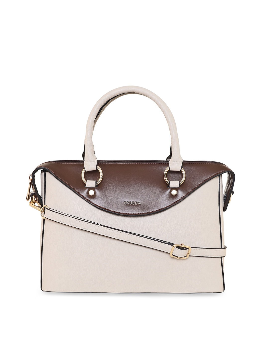 

ESBEDA Colourblocked PU Structured Handheld Bag, Beige