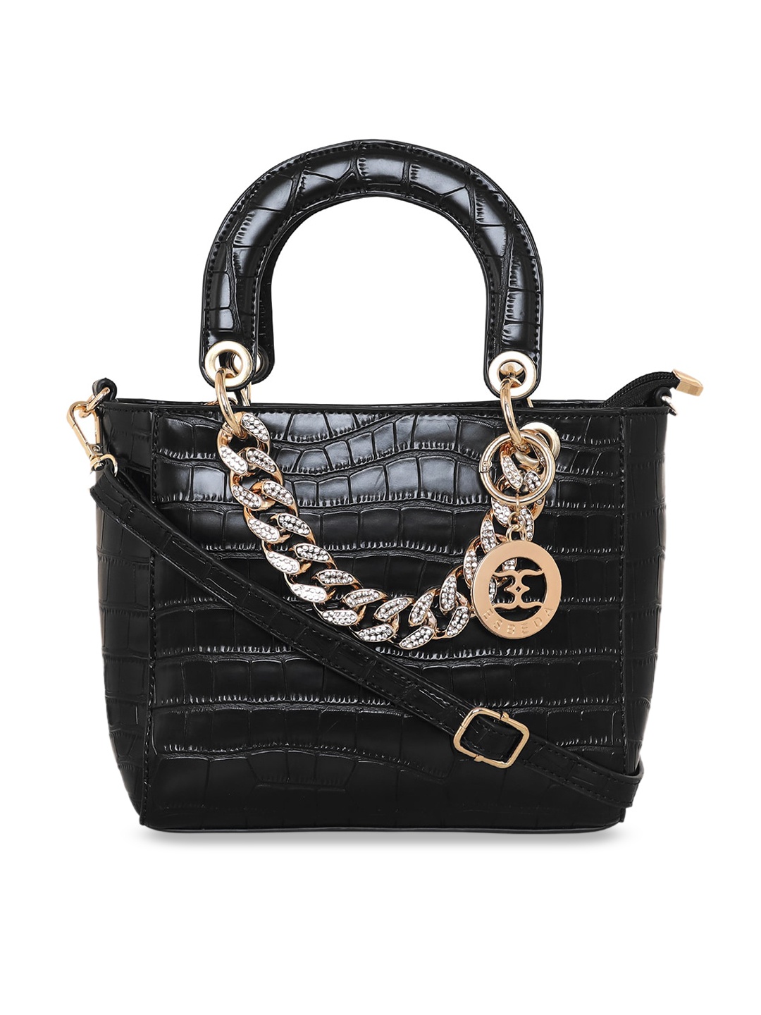 

ESBEDA Croco Embossed Small Handbag, Black