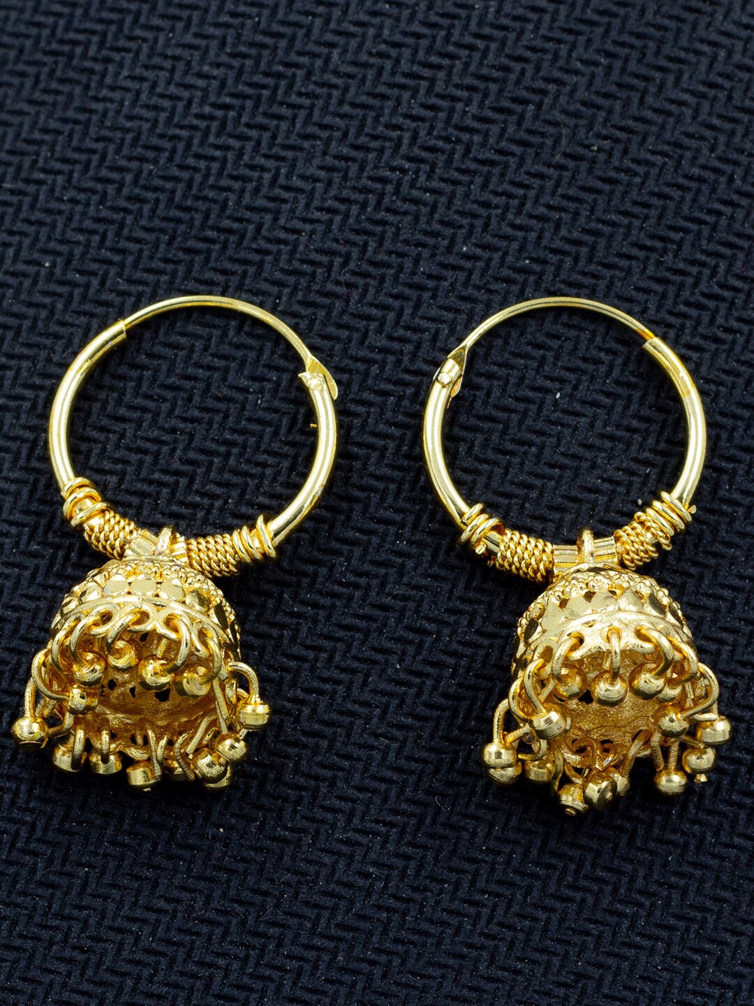 

PRIVIU Gold-Plated Dome Shaped Drop Earrings