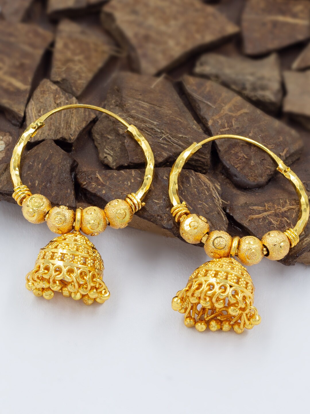 

PRIVIU Gold-Plated Dome Shaped Jhumkas Earrings