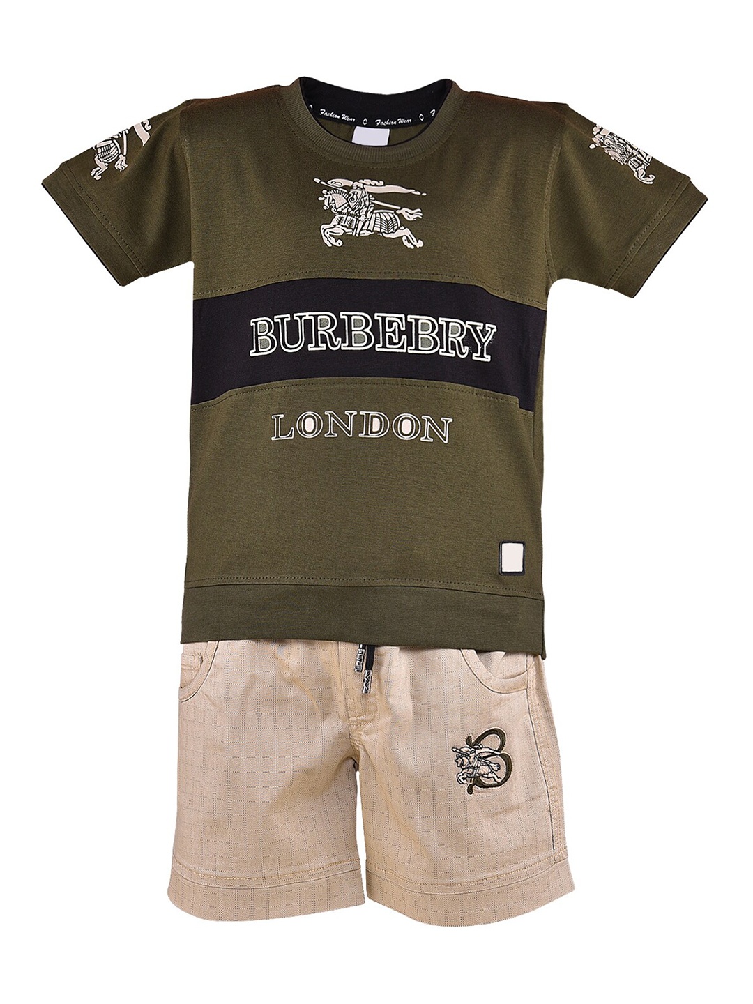 

Wish Karo Boys Printed T-shirt with Shorts, Green