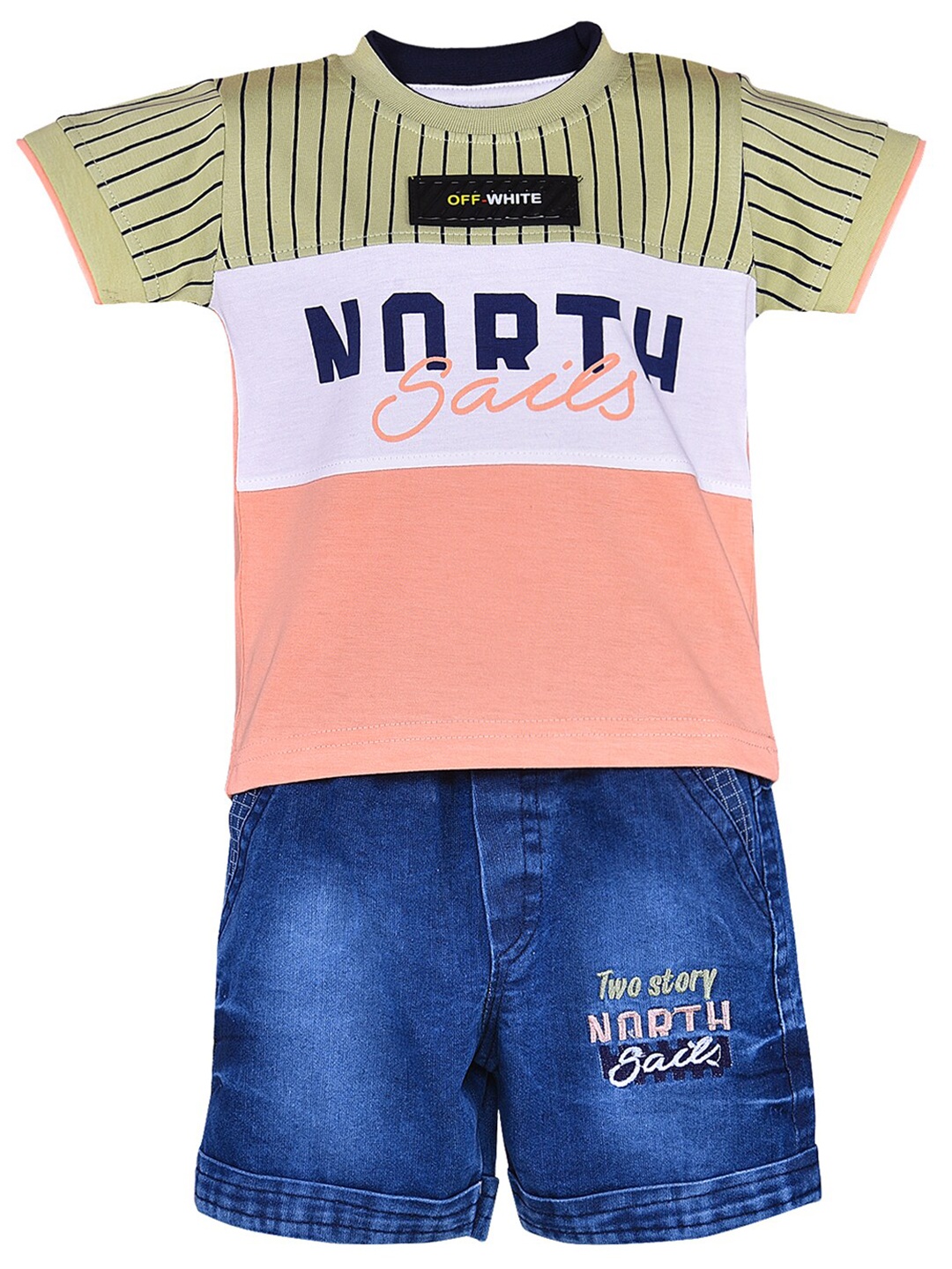

Wish Karo Boys Printed T-shirt with Shorts, Peach