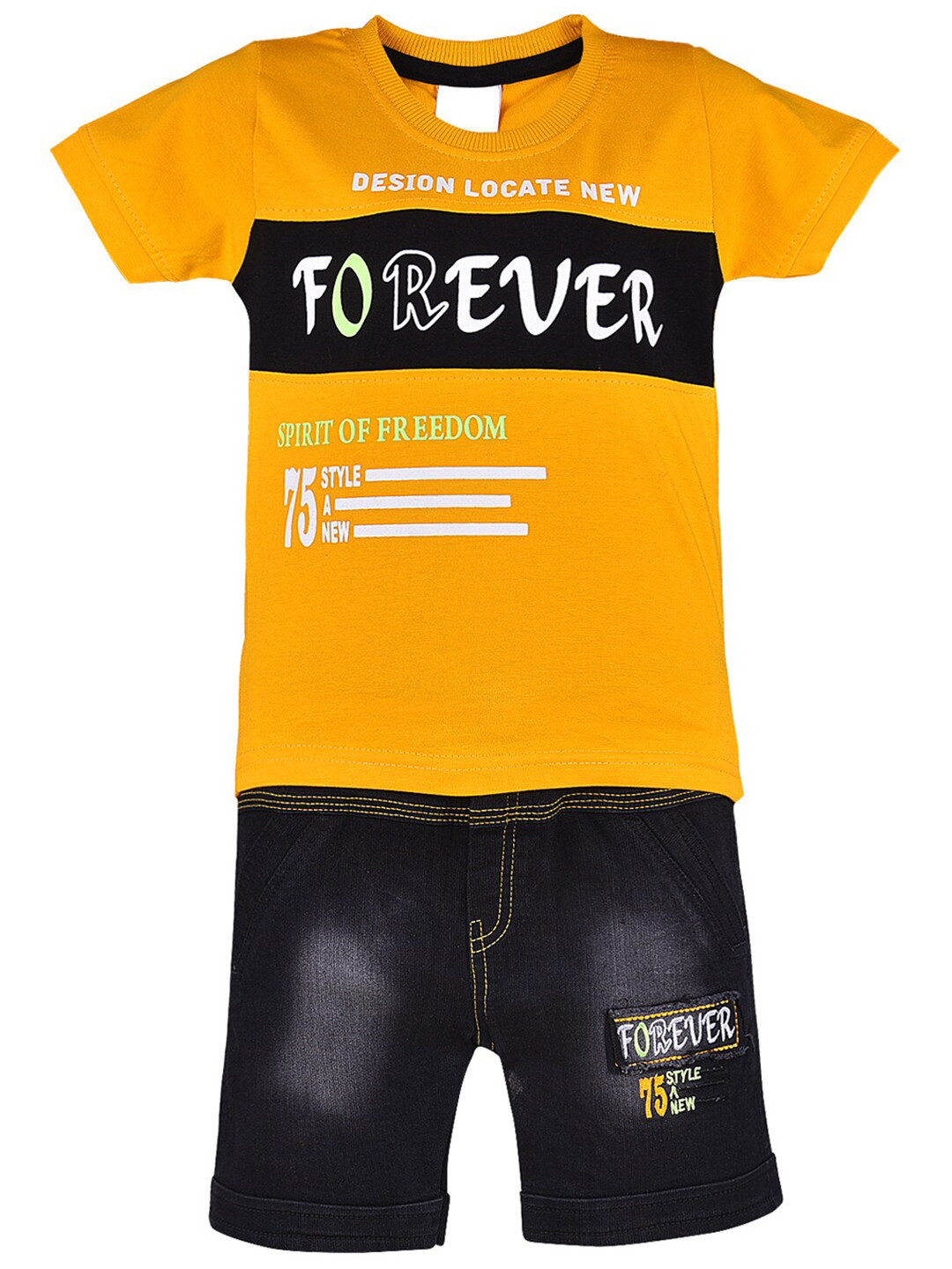 

Wish Karo Boys Printed T-Shirt With Shorts, Yellow