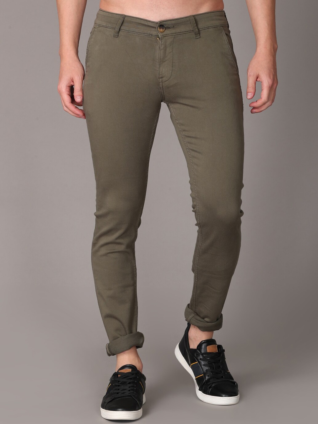 

Jean Cafe Men Jean Slim Fit Pure Cotton Jeans, Olive