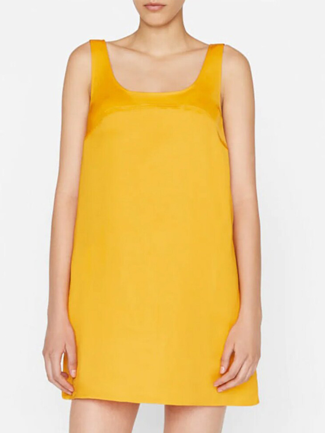 

Styched Sleeveless Round Neck A-Line Mini Dress, Yellow
