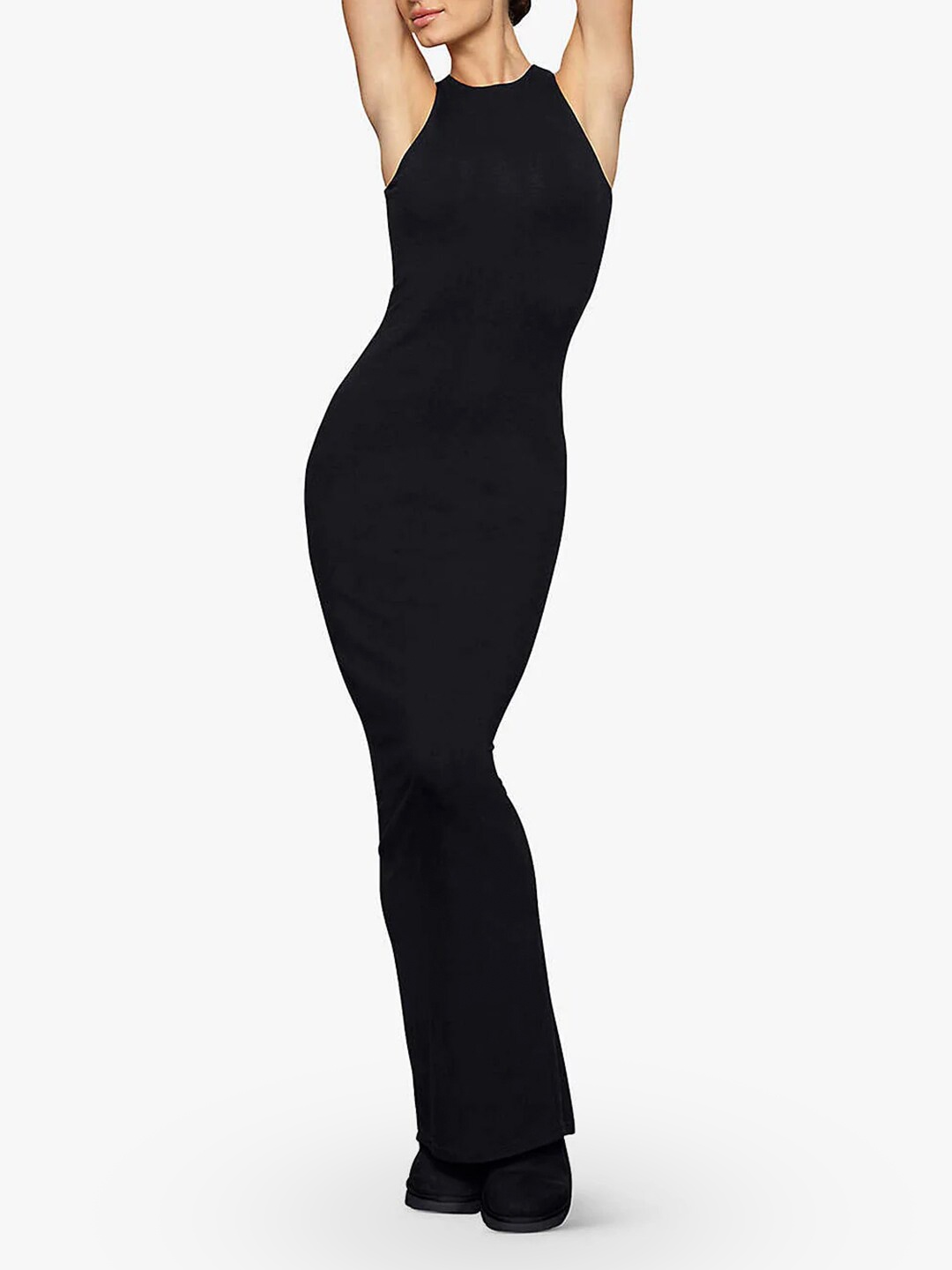 

Styched Halter Neck Bodycon Maxi Dress, Black