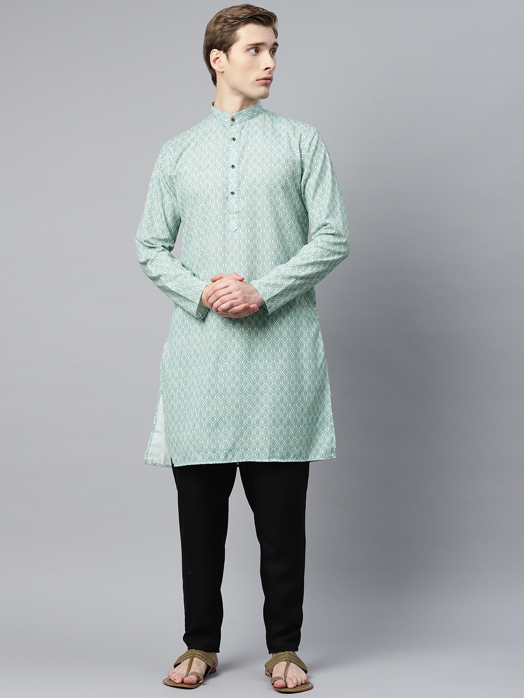 

Luxrio Ethnic Motifs Printed Kurta, Sea green