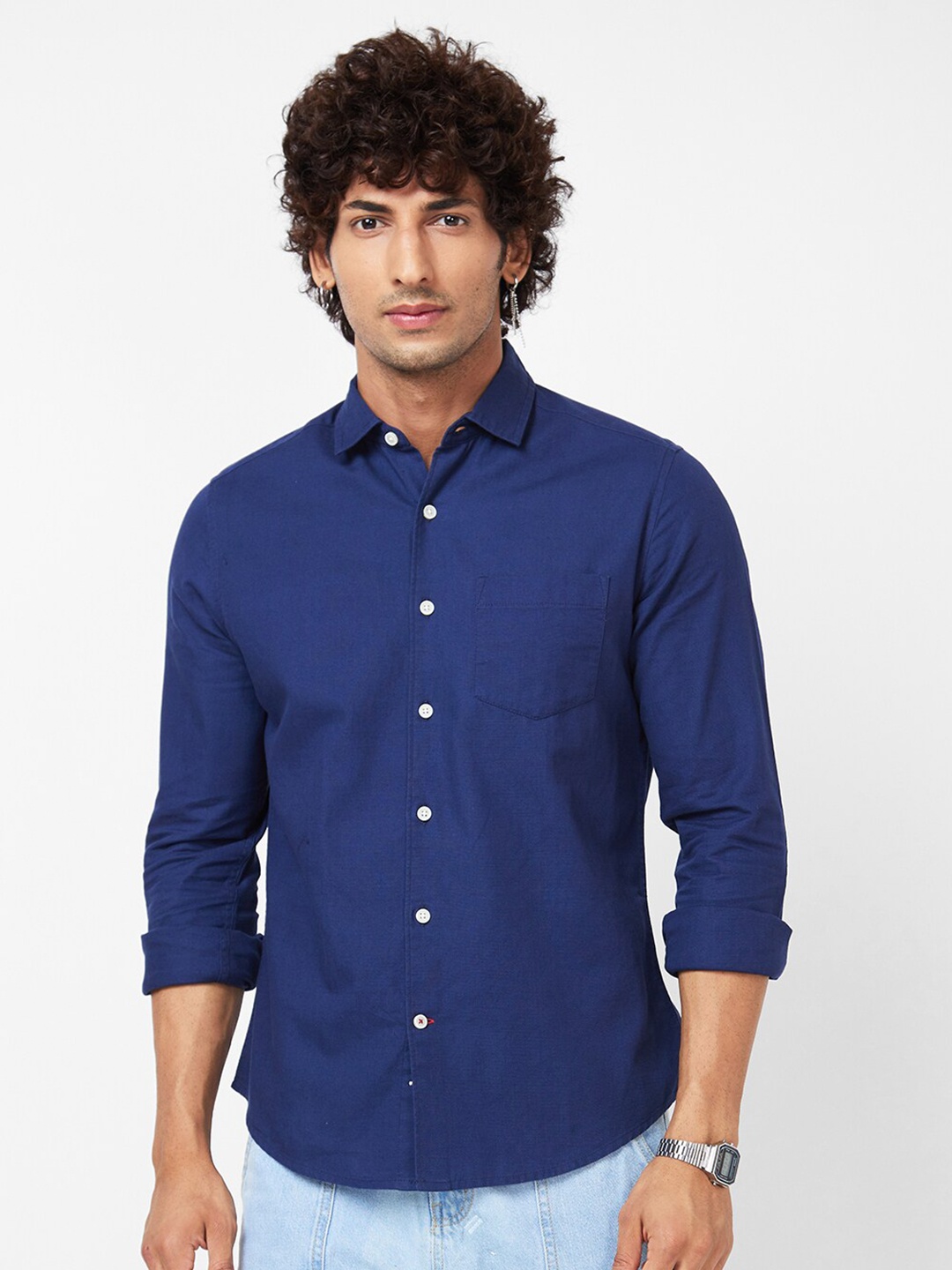 

VASTRADO Cotton Casual Shirt, Navy blue