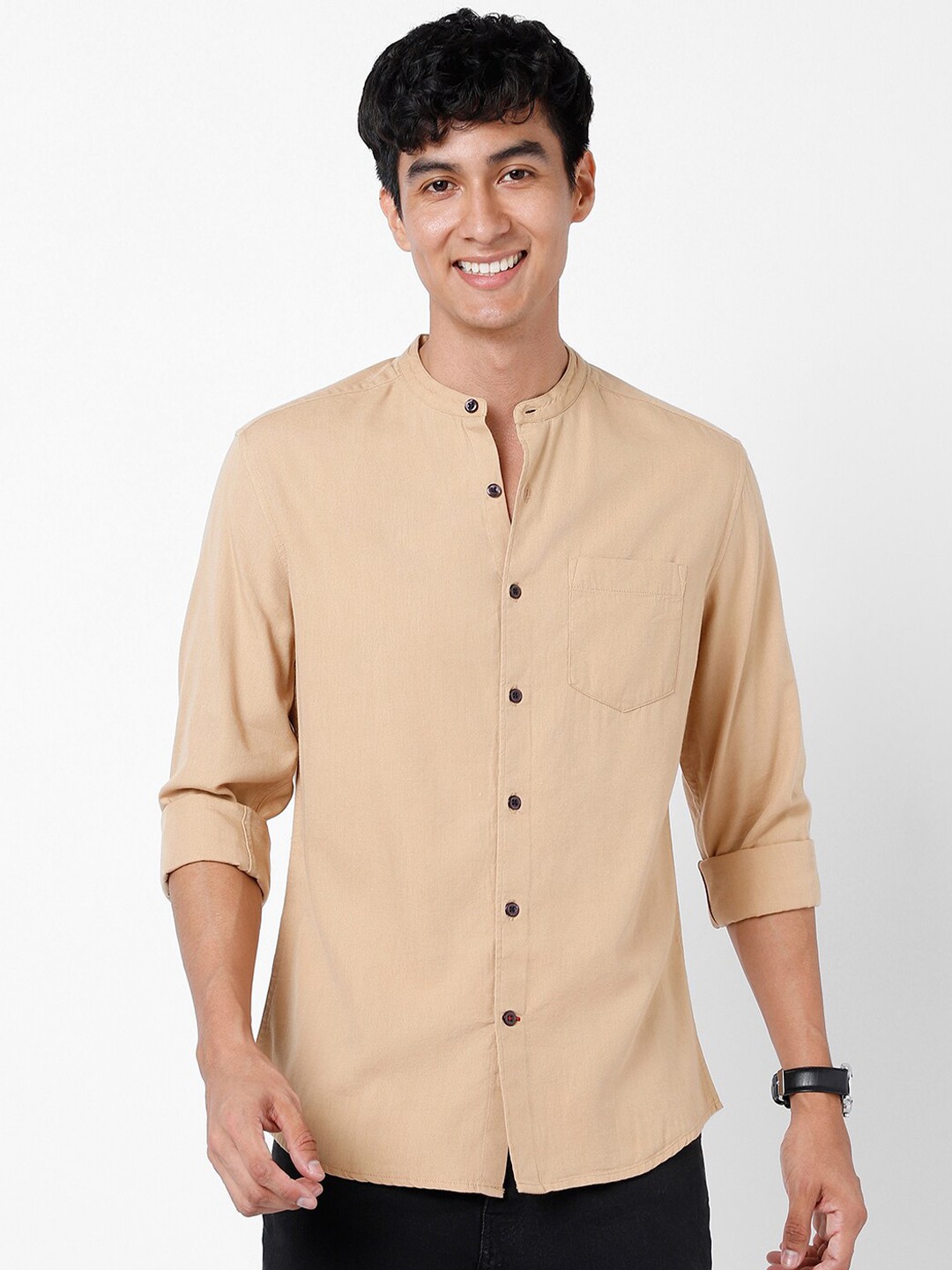 

VASTRADO Cotton Casual Shirt, Beige