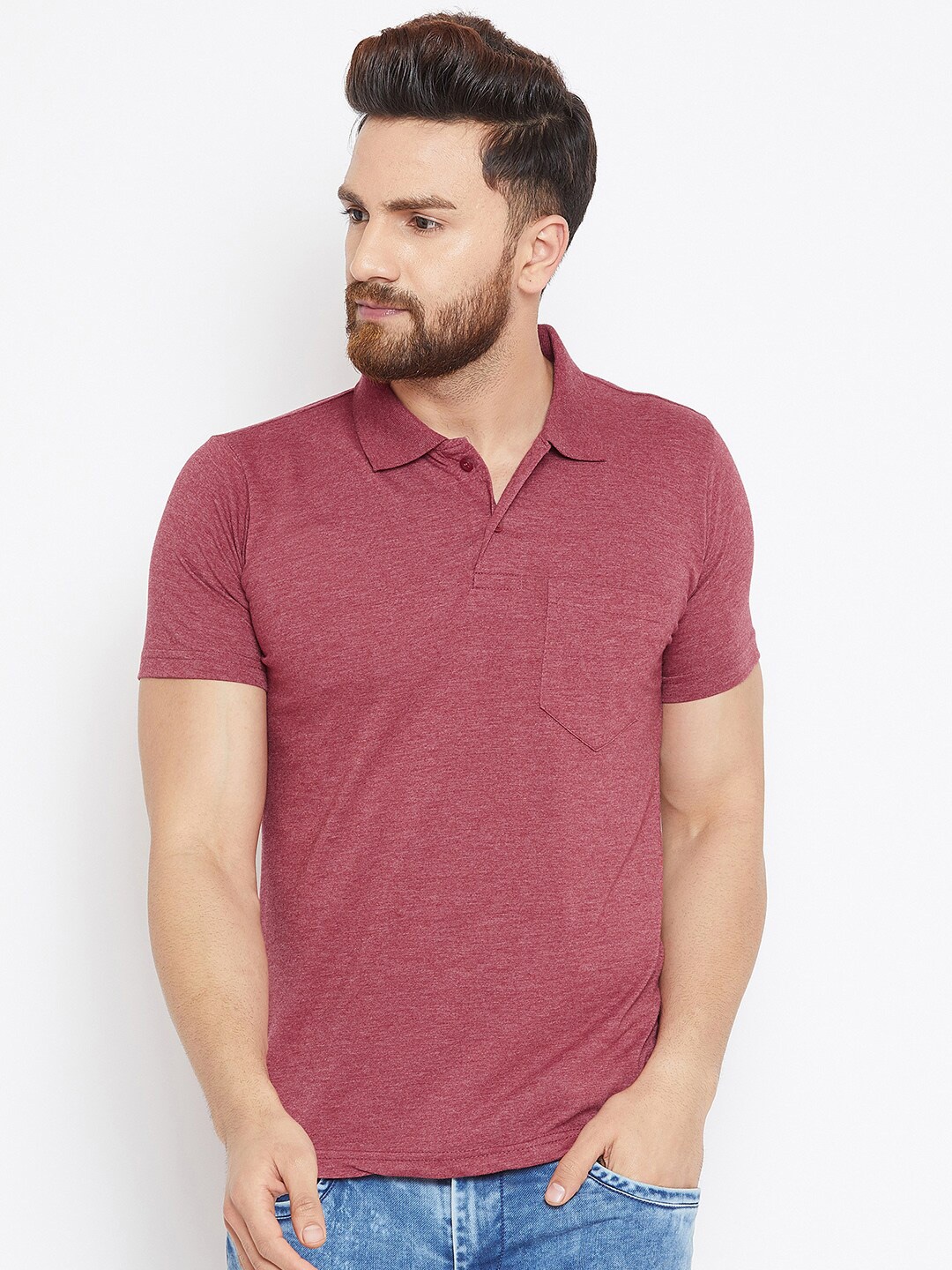 

Camey Polo Collar Cotton T-Shirt, Maroon