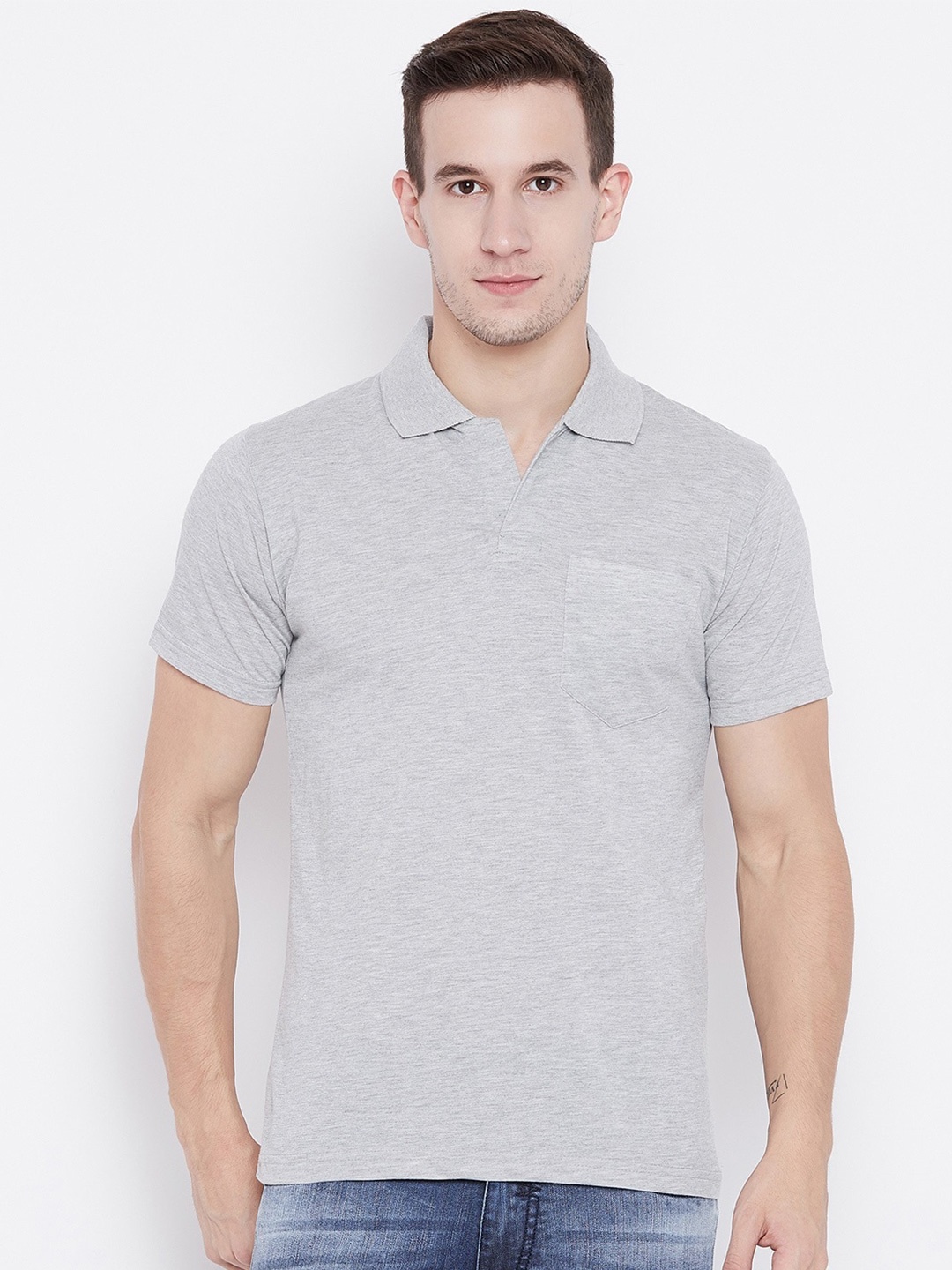 

Camey Polo Collar Relaxed-Fit Cotton T-shirt, Grey