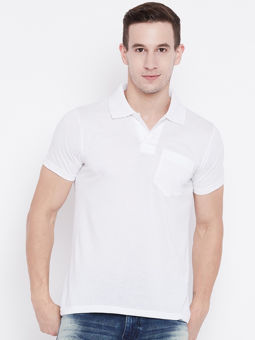 

Camey Polo Collar Cotton T-Shirt, White