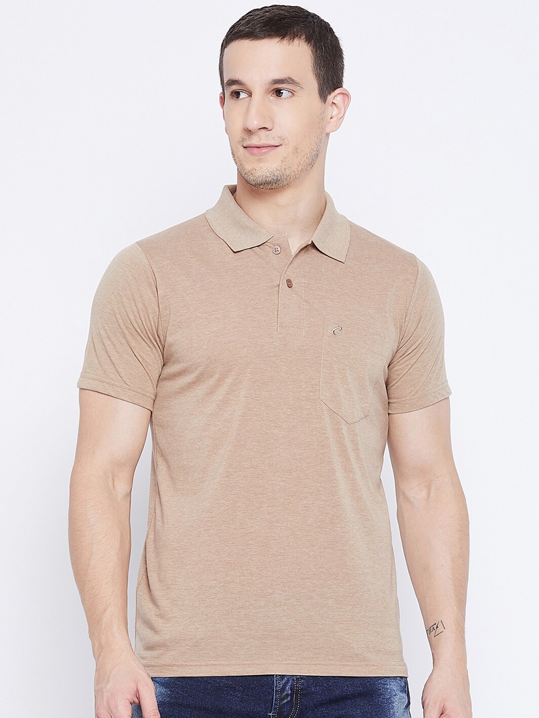

Camey Polo Collar Cotton Casual T-Shirt, Beige