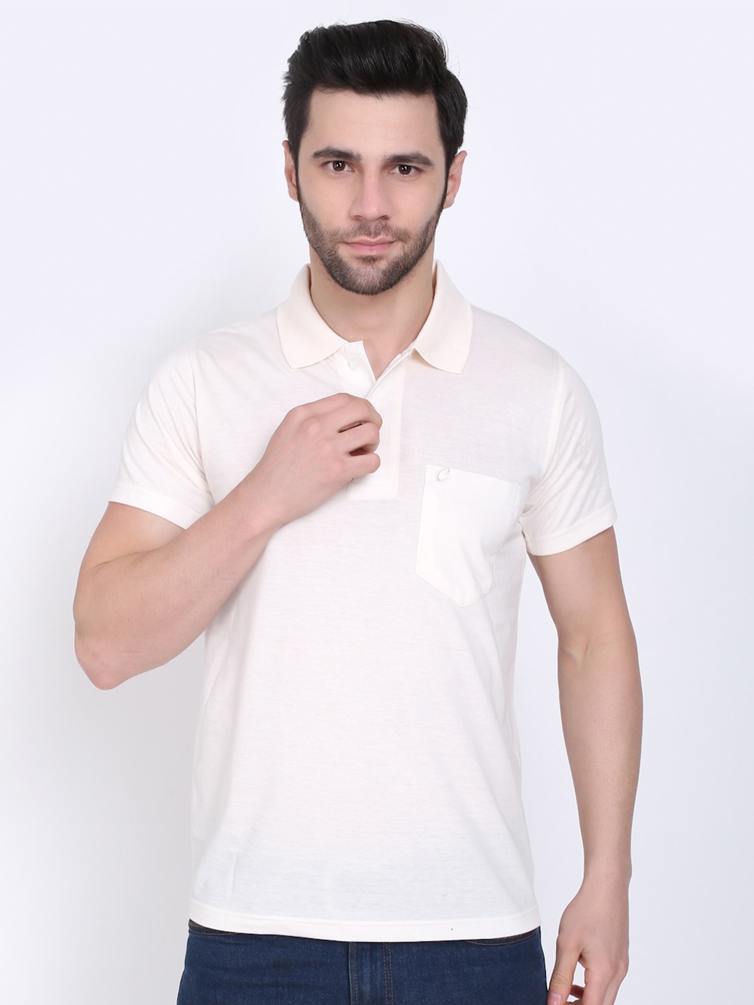 

Camey Polo Collar Cotton T-shirt, Off white