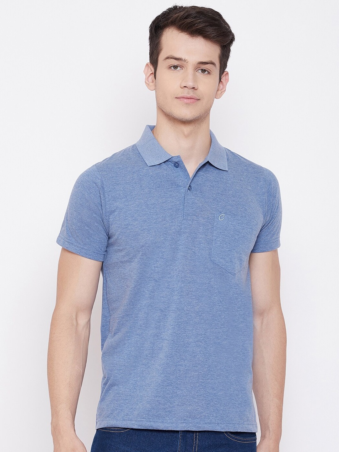 

Camey Polo Collar Short Sleeves Cotton T-shirt, Blue