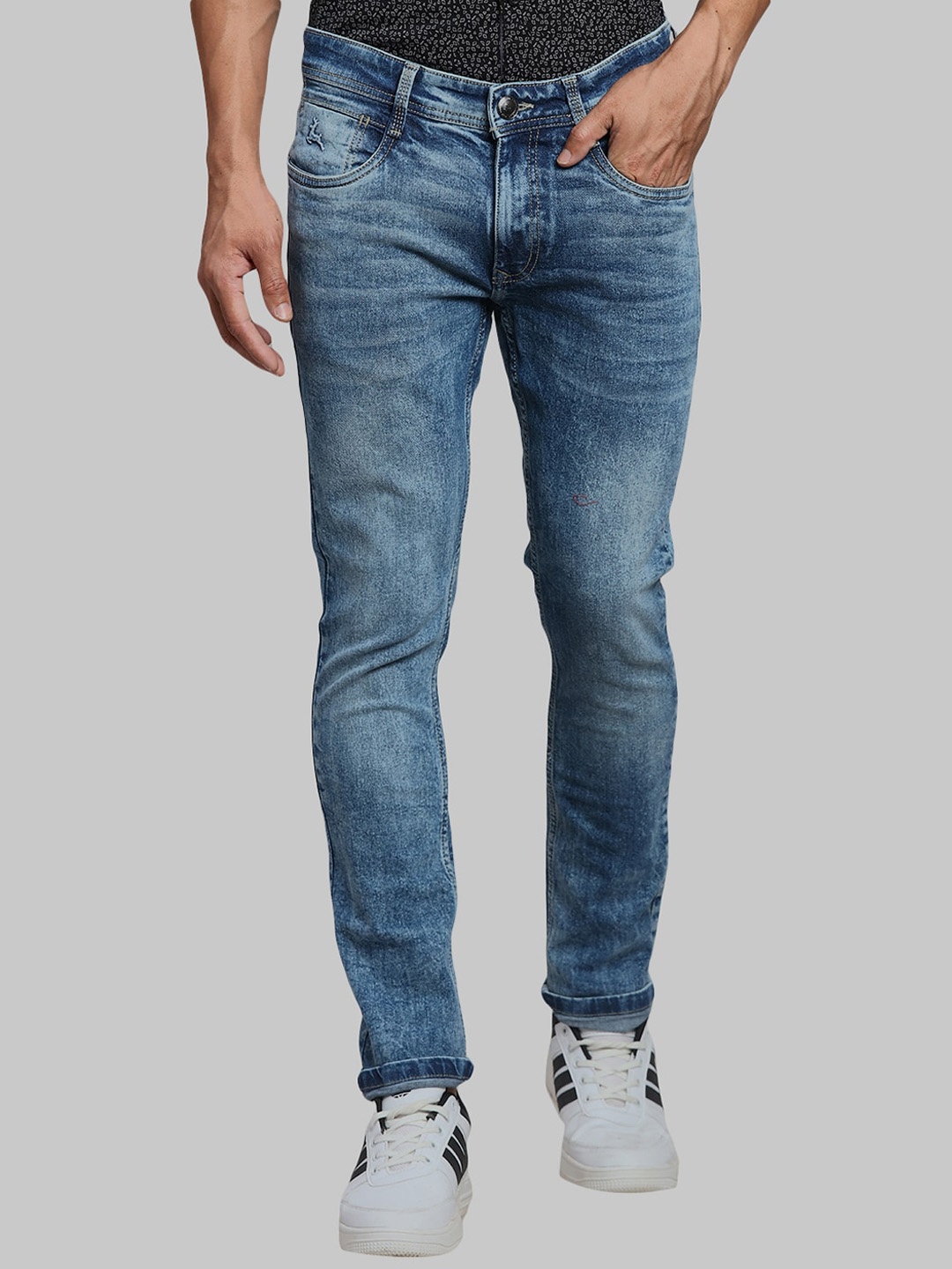 

Parx Men Skinny Fit Mid-Rise Heavy Fade Jeans, Blue
