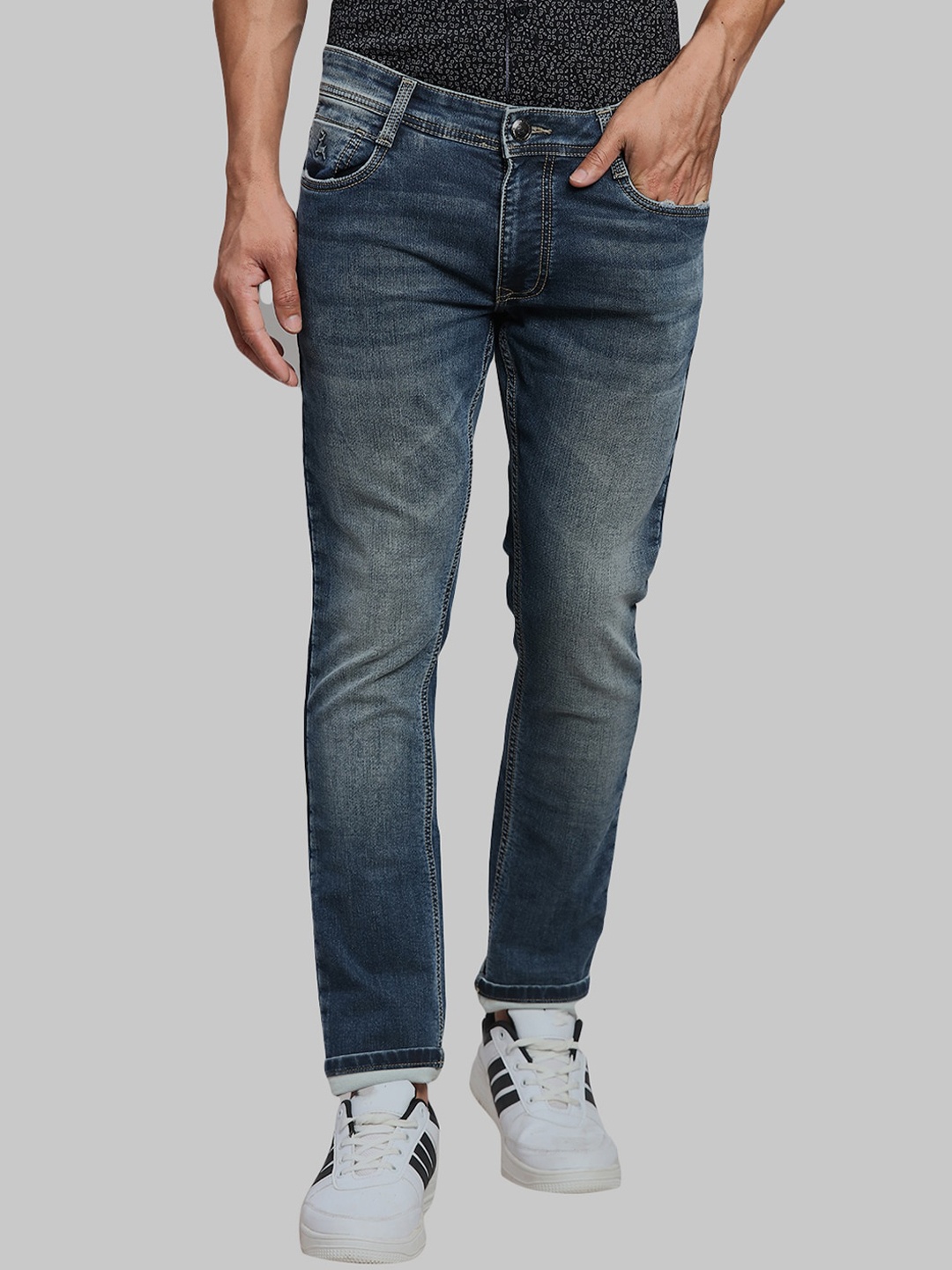 

Parx Men Skinny Fit Mid-Rise Heavy Fade Jeans, Blue