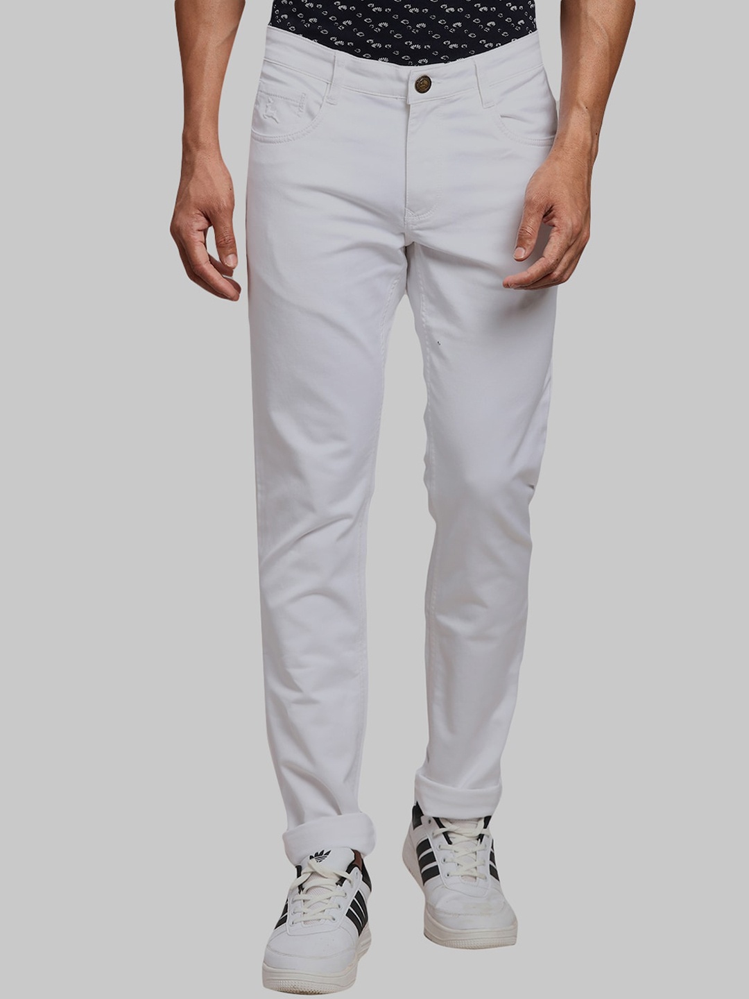 

Parx Men Tapered Fit Low-Rise Clean Look Jeans, White