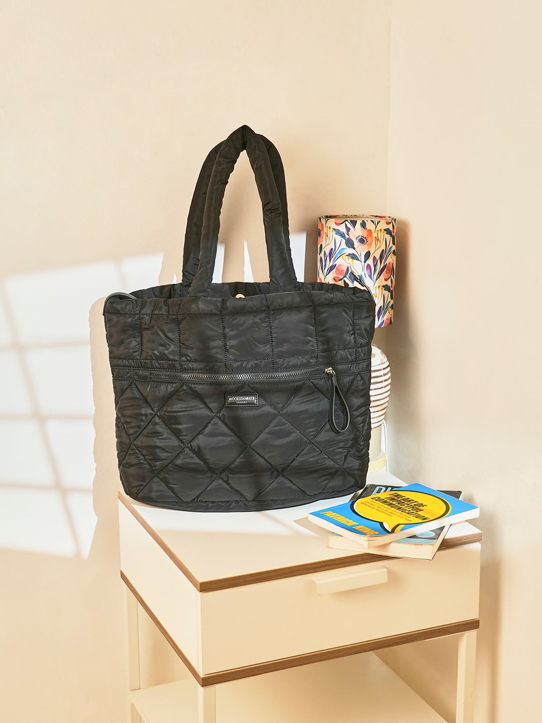 

Accessorize London Quilted Oversized Structured Shoulder Bag, Black