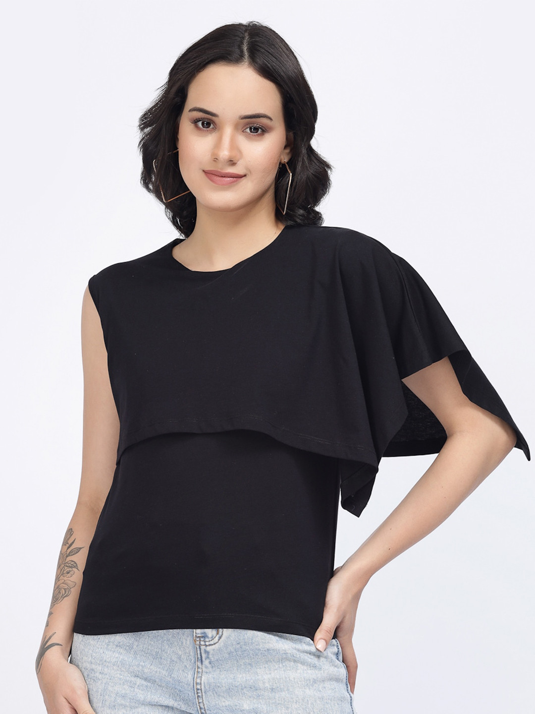 

YOONOY Layered Pure Cotton Top, Black