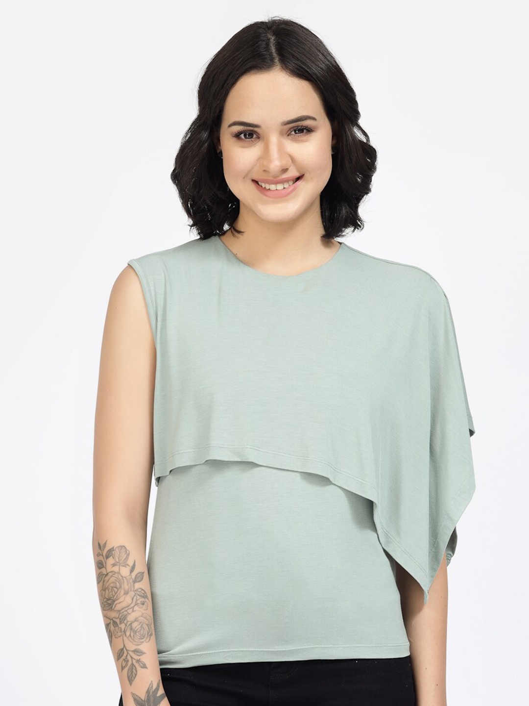

YOONOY Layered Pure Cotton Top, Green