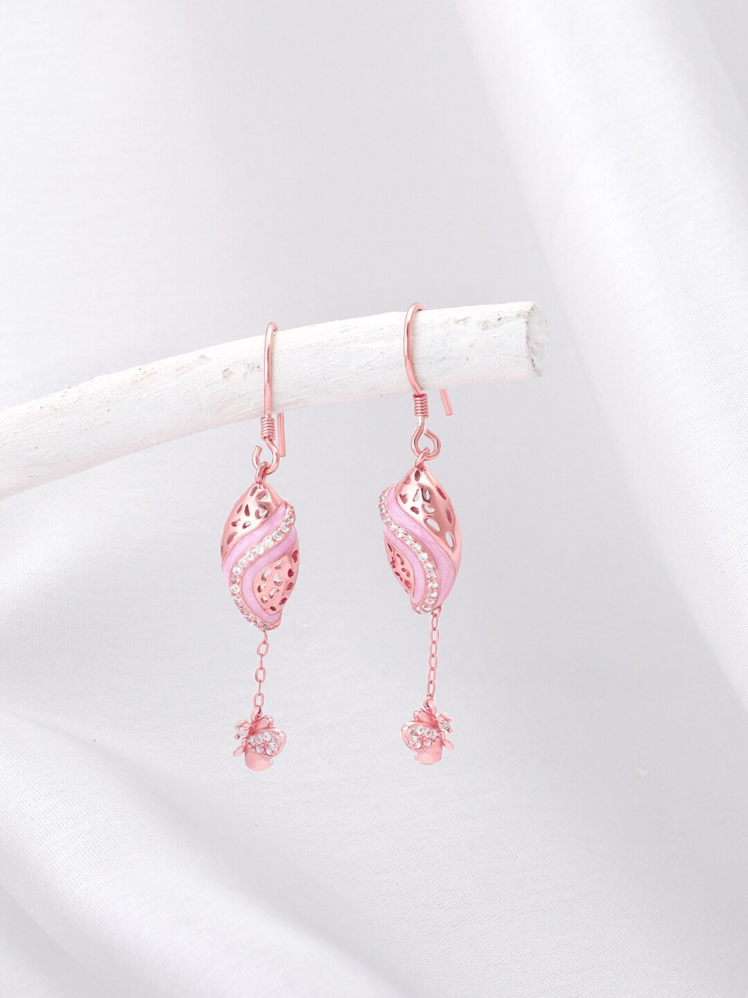 

GIVA Rose Gold Plated Sterling Silver Zircon Studded Contemporary Drop Earrings