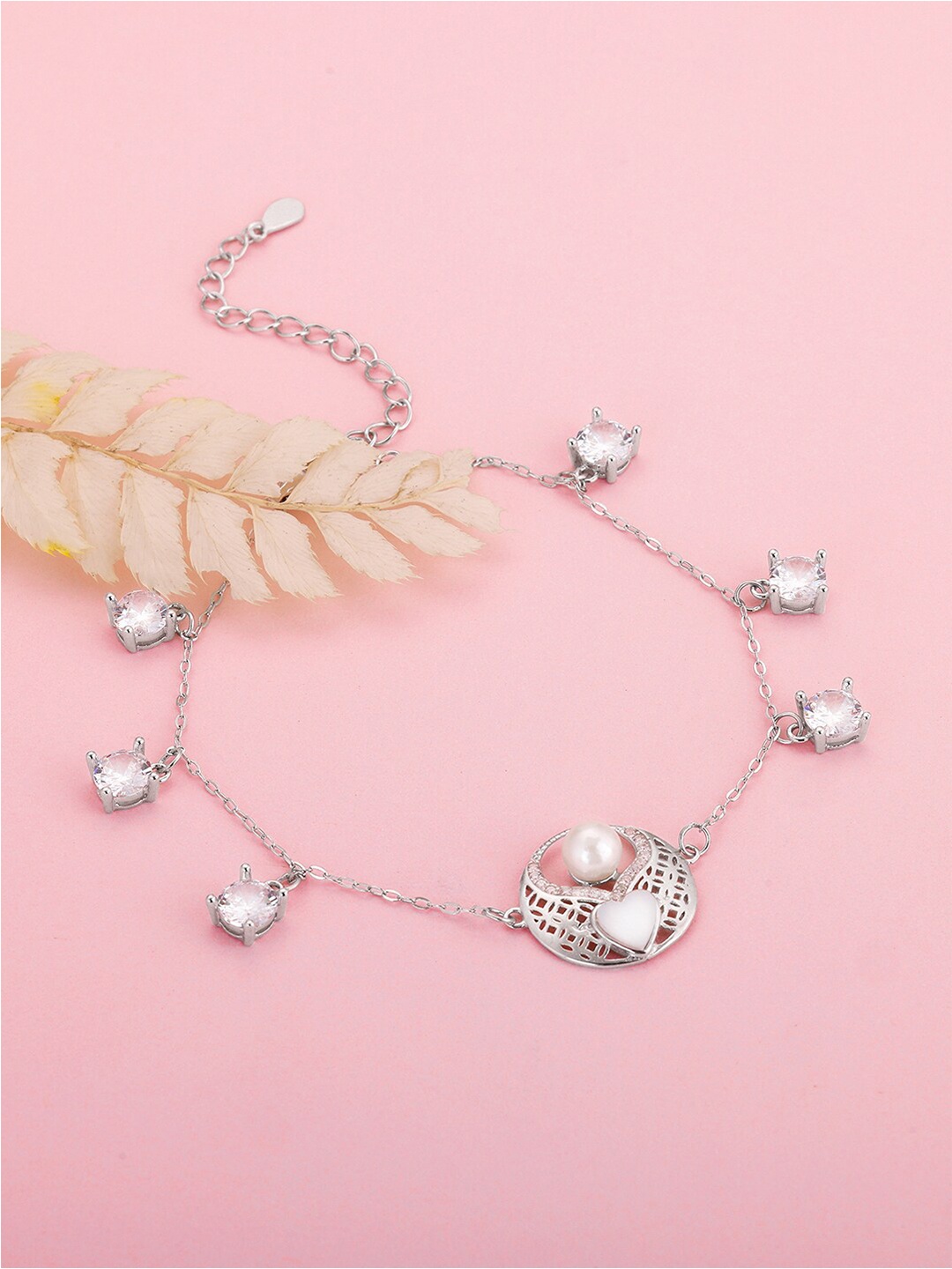 

GIVA Women Sterling Silver Pearls Rhodium-Plated Link Bracelet