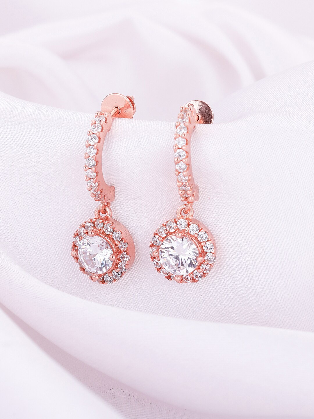 

GIVA Rose Gold-Plated Zircon Contemporary Drop Earrings