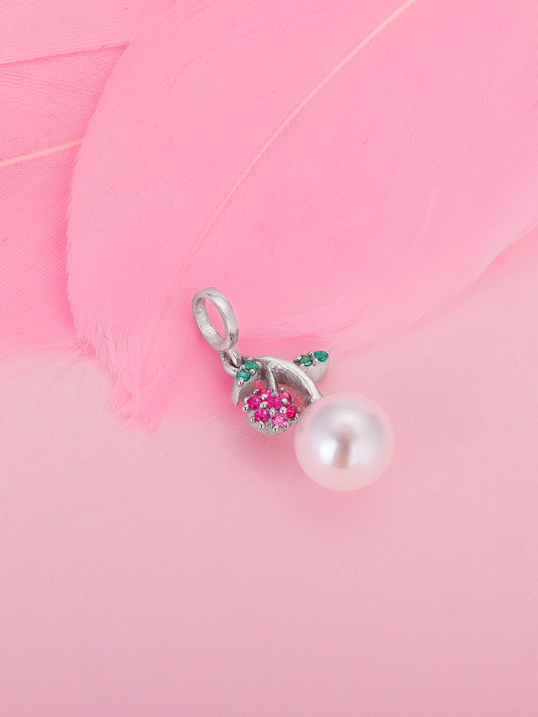 

GIVA 925 Sterling Silver Pearl Studded Floral Necklace Charms