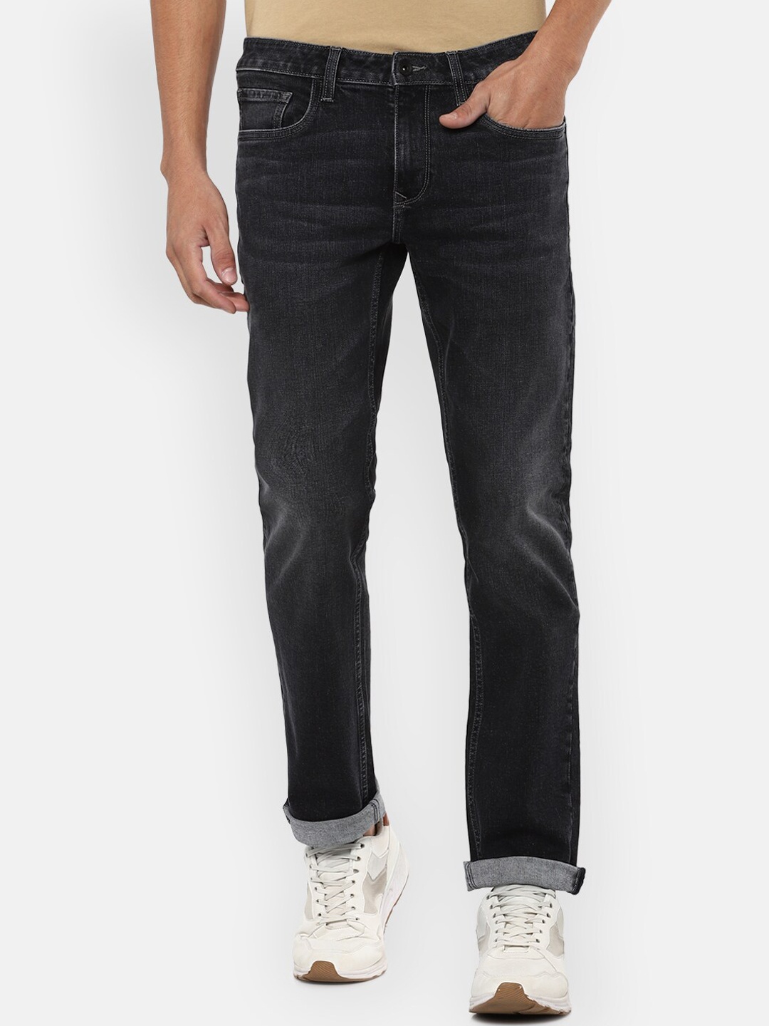 

Louis Philippe Jeans Men Mid Rise Clean Look Light Fade Slim Fit Stretchable Jeans, Grey