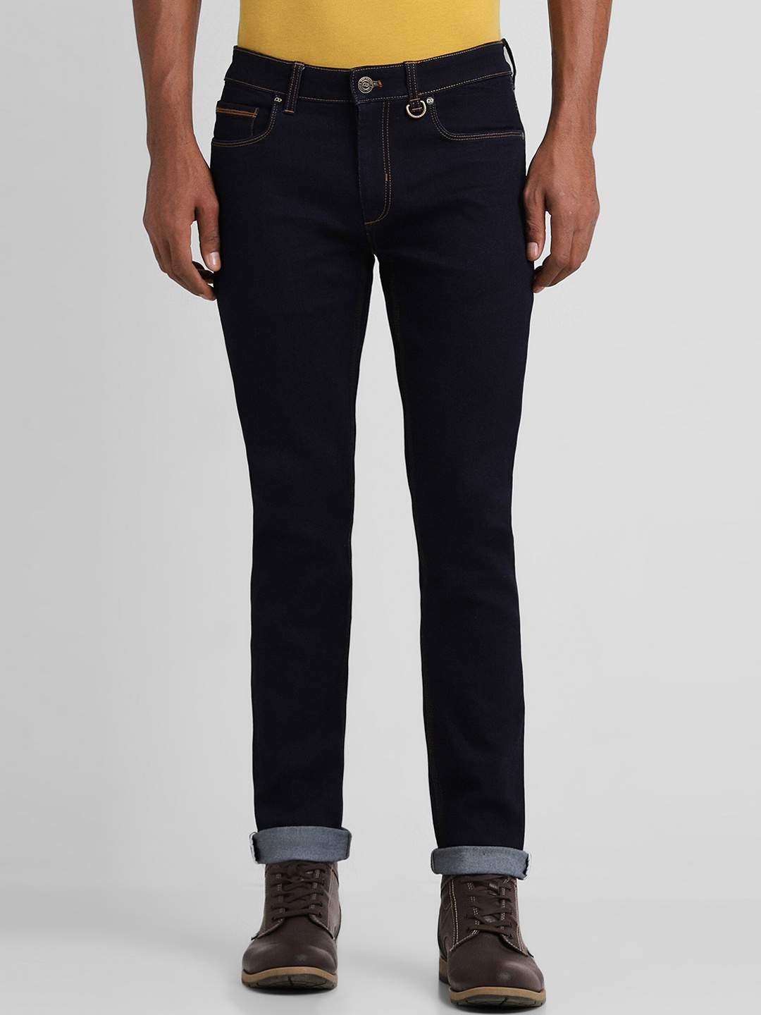 

Peter England Casuals Men Slim Fit Clean Look Jeans, Navy blue