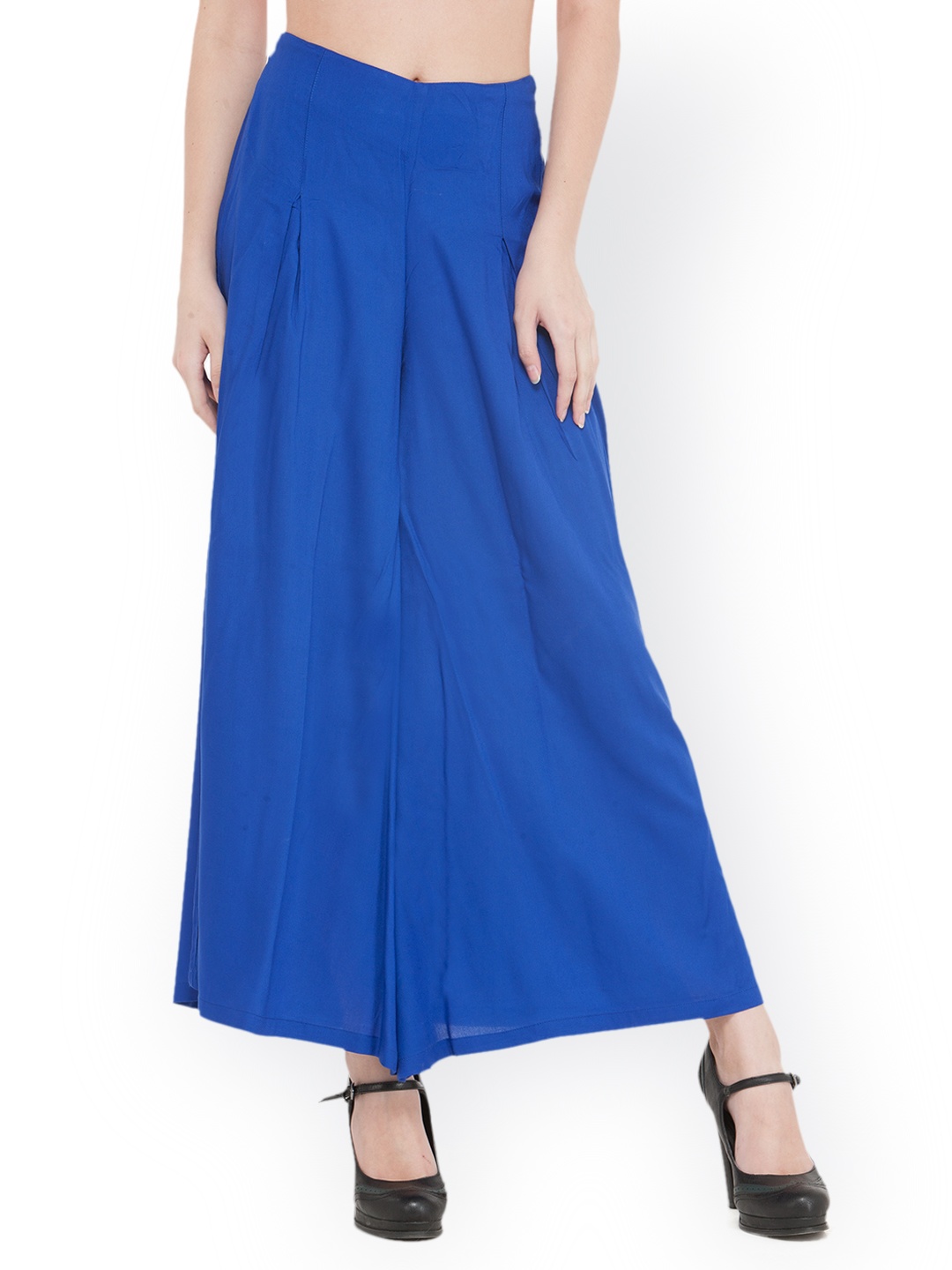 

Bitterlime Women Blue Flared Solid Palazzos