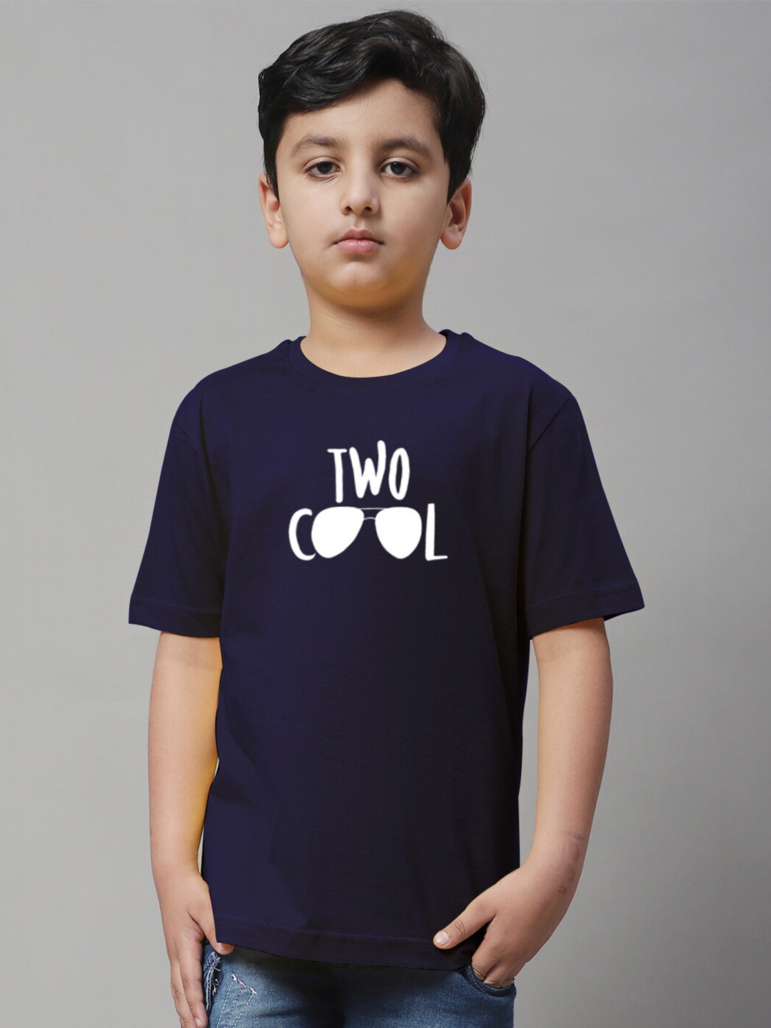 Friskers Boys Typography Printed T-shirt, Navy blue