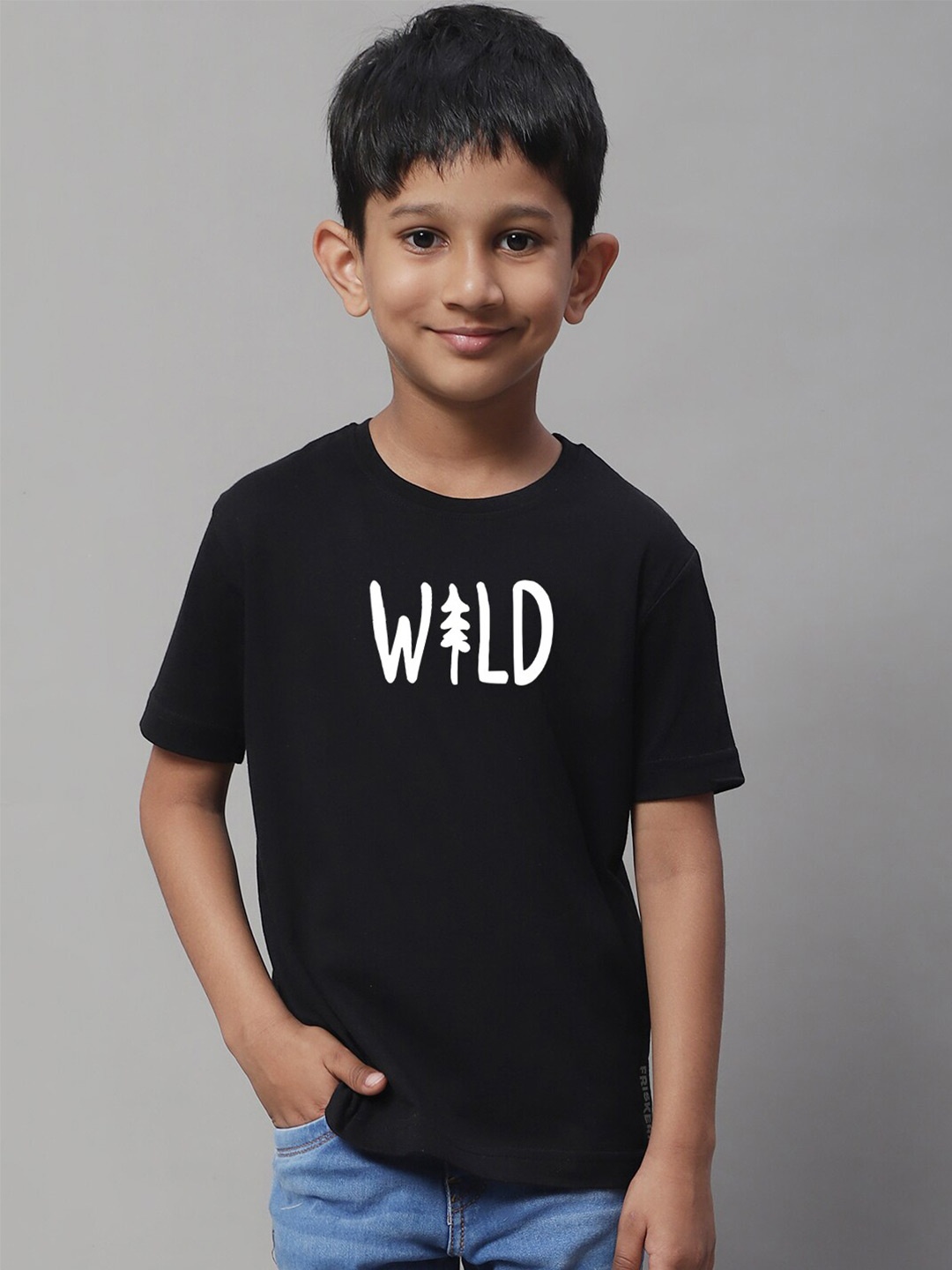 

Friskers Boys Typography Printed Cotton Regular-Fit Knitted T-shirt, Black