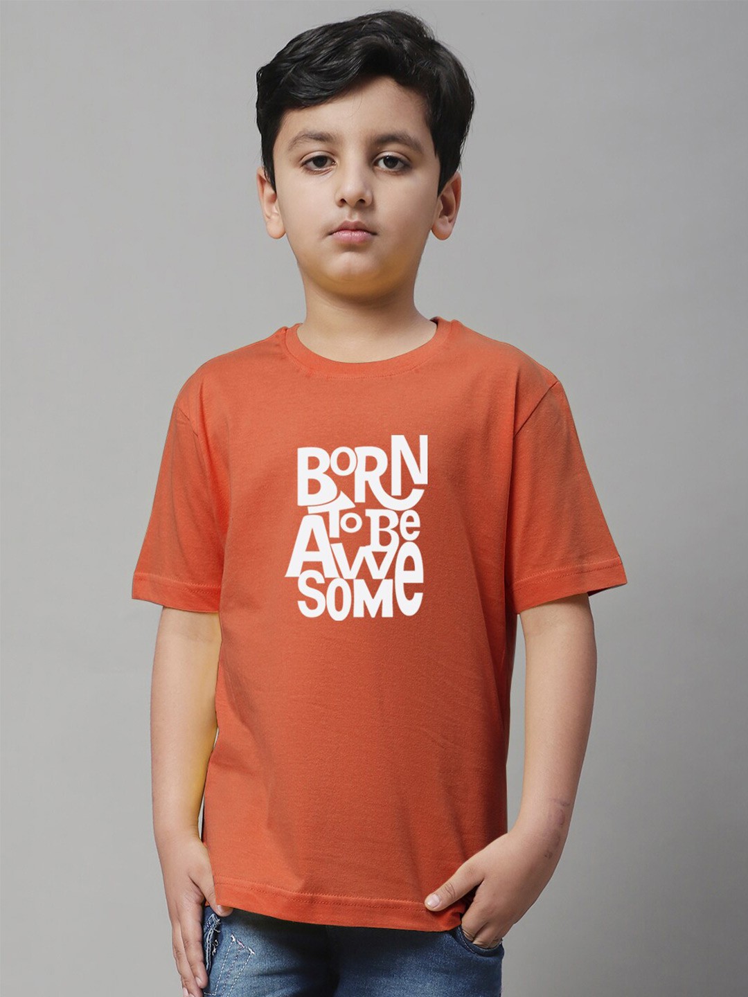 

Friskers Boys Typography Printed T-shirt, Peach