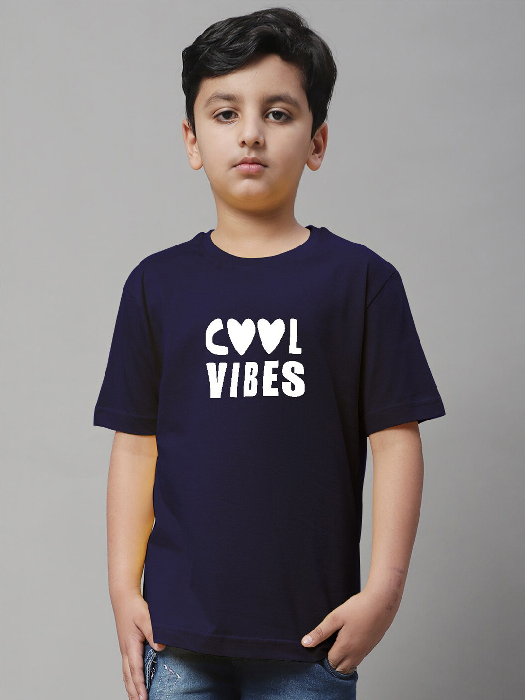 

Friskers Boys Typography Printed Pure Cotton T-shirt, Navy blue